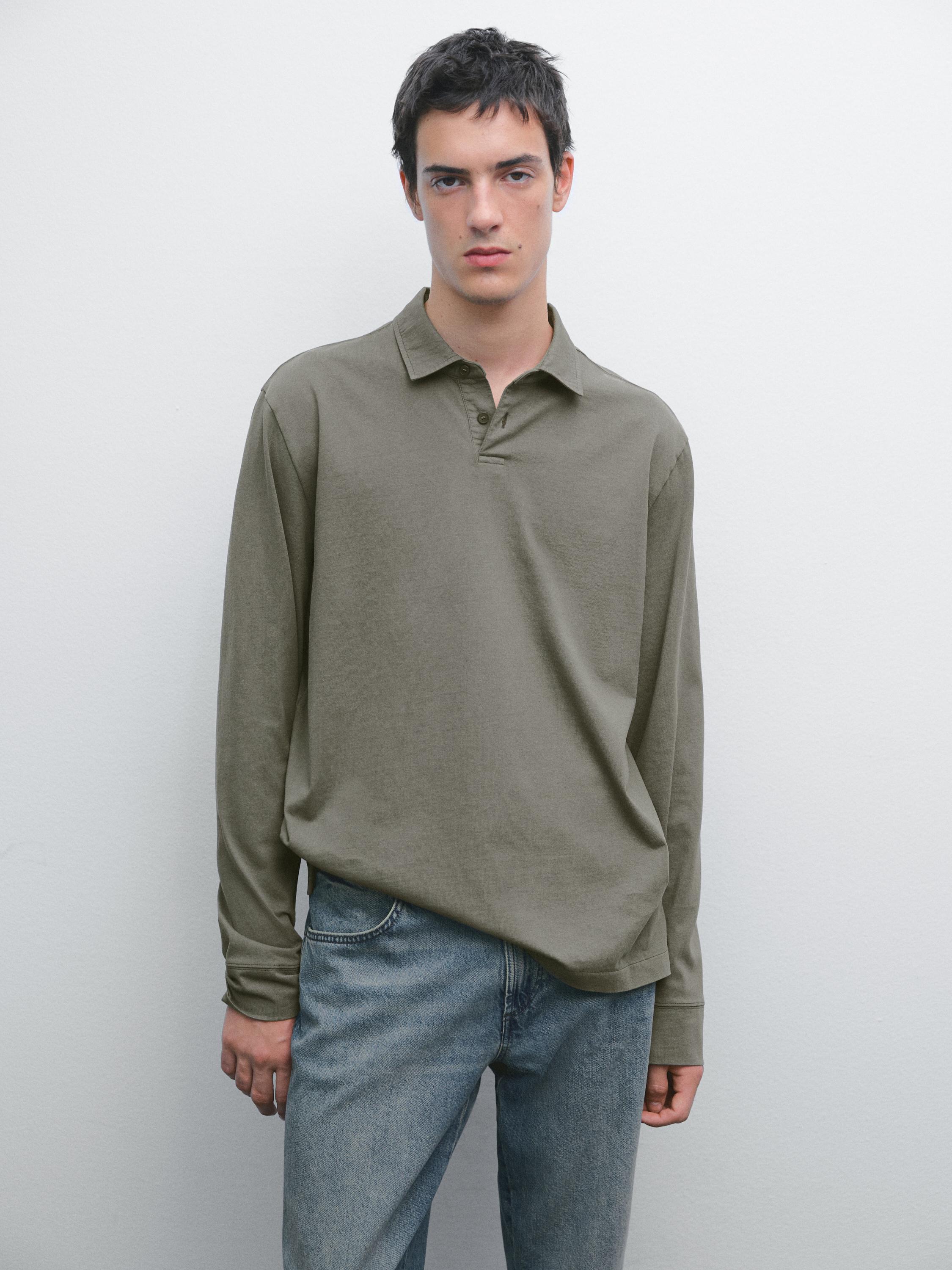 100% cotton distressed-effect polo shirt