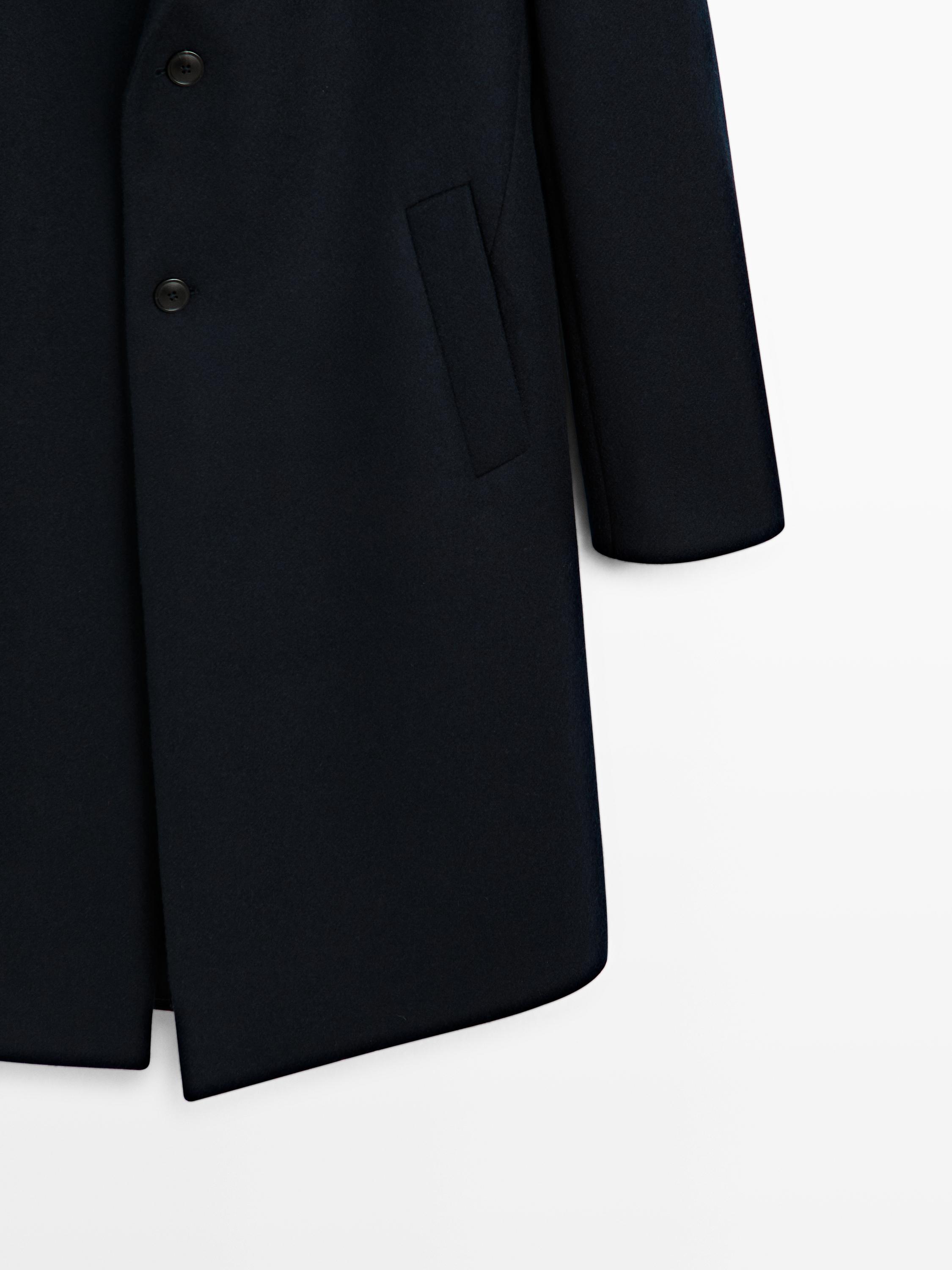 100% wool long coat with lapel collar