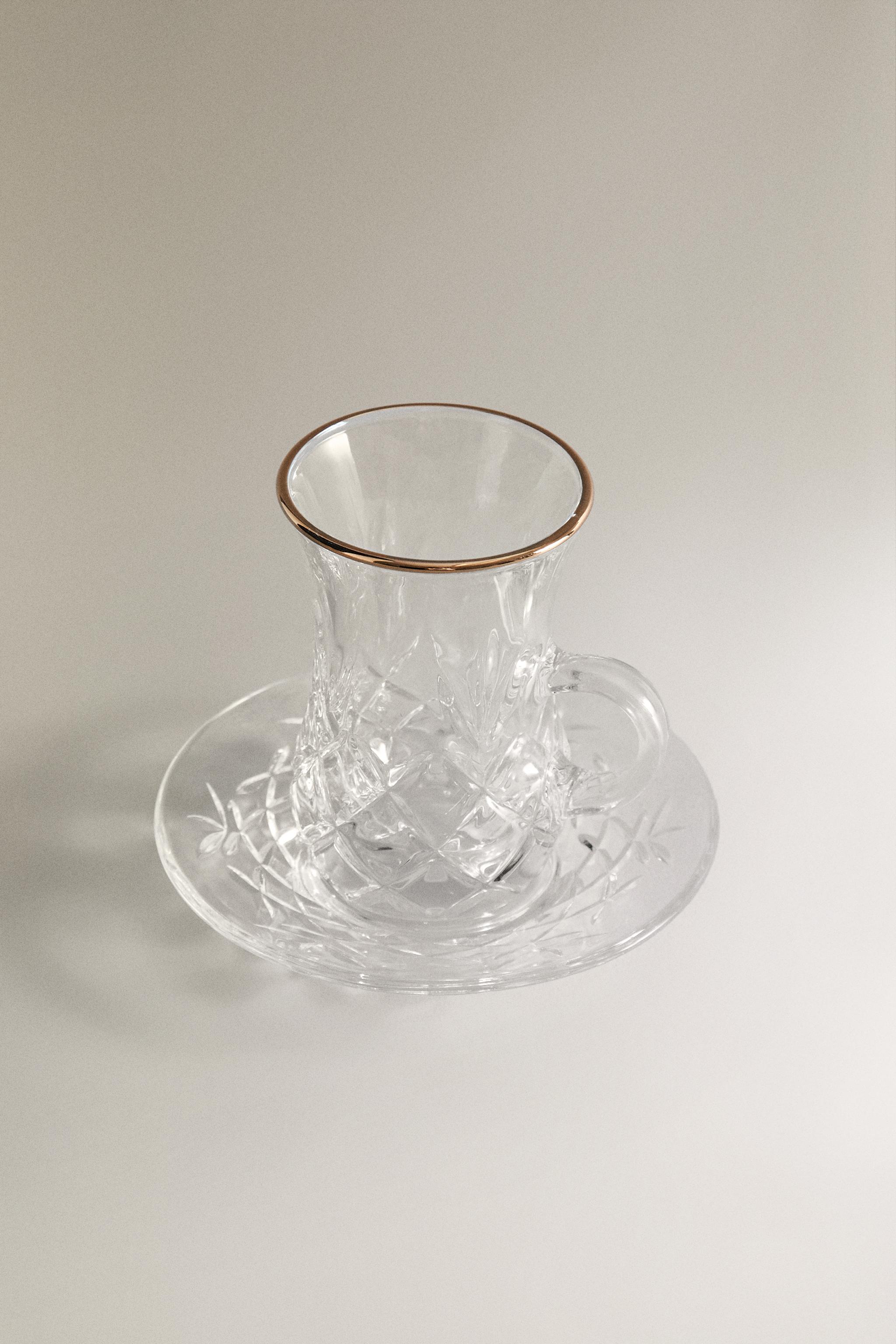ENGRAVED GLASS TEACUP