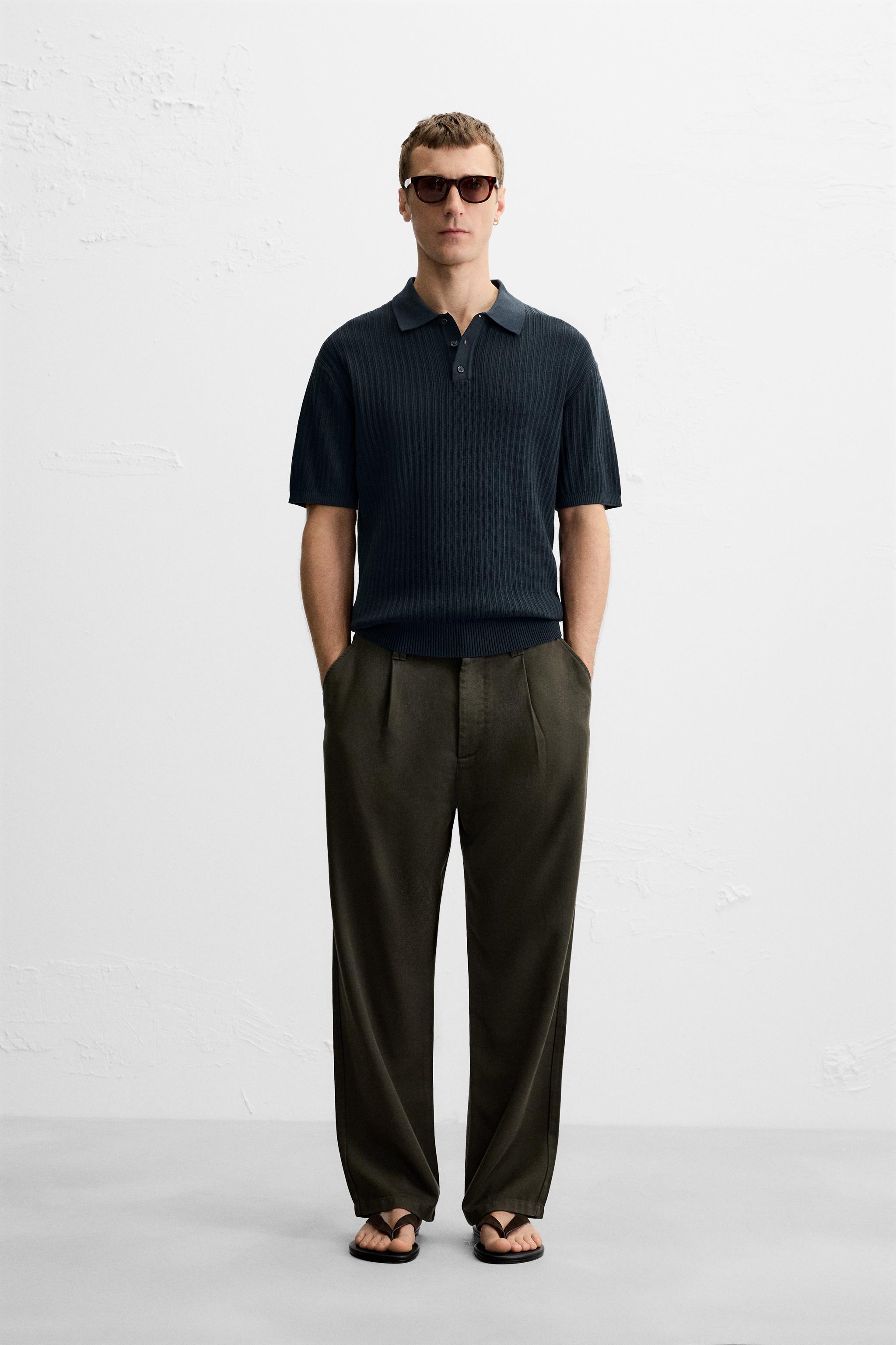 VERTICAL TEXTURED KNIT POLO SHIRT