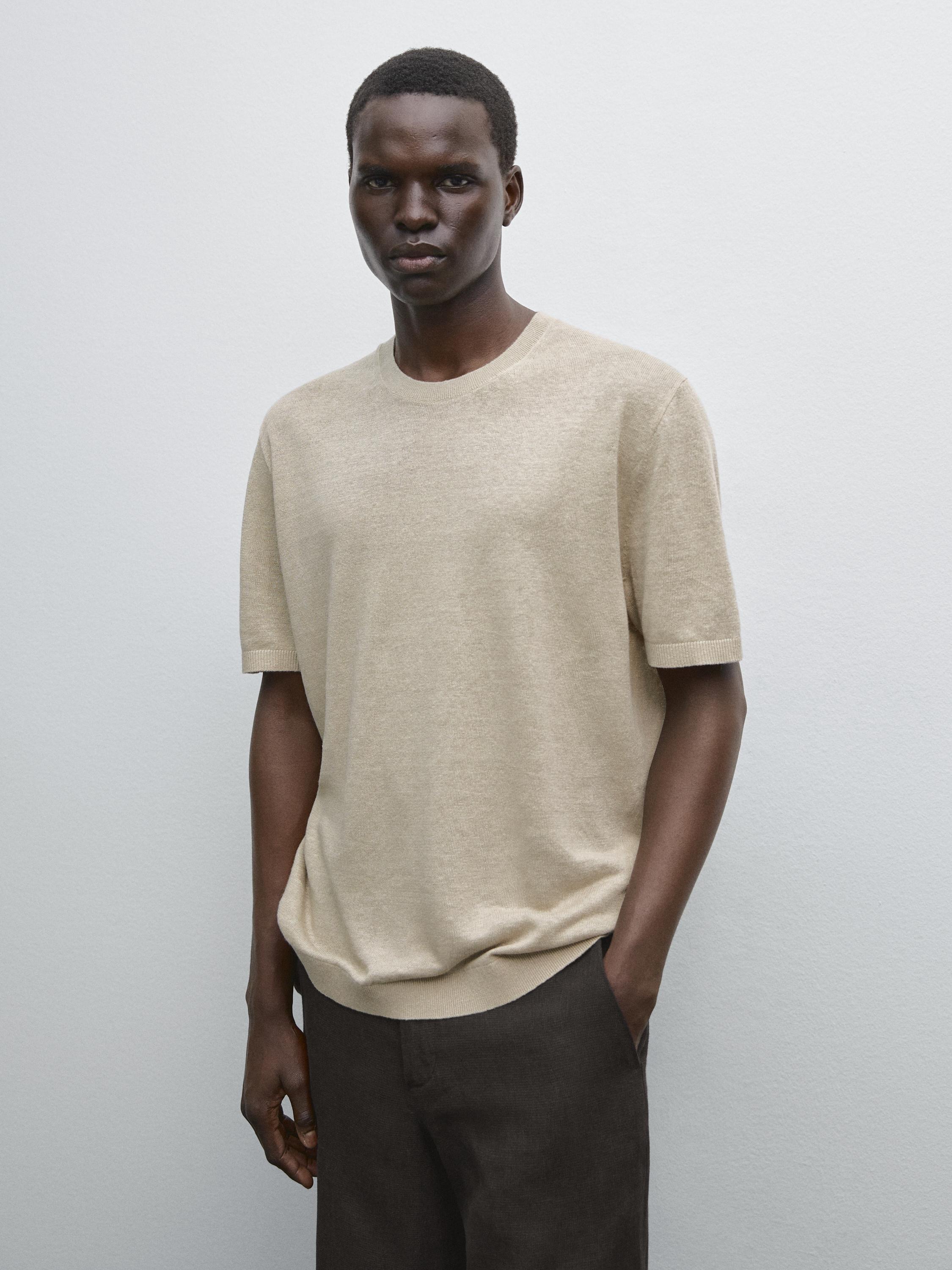 100% linen short sleeve knit T-shirt
