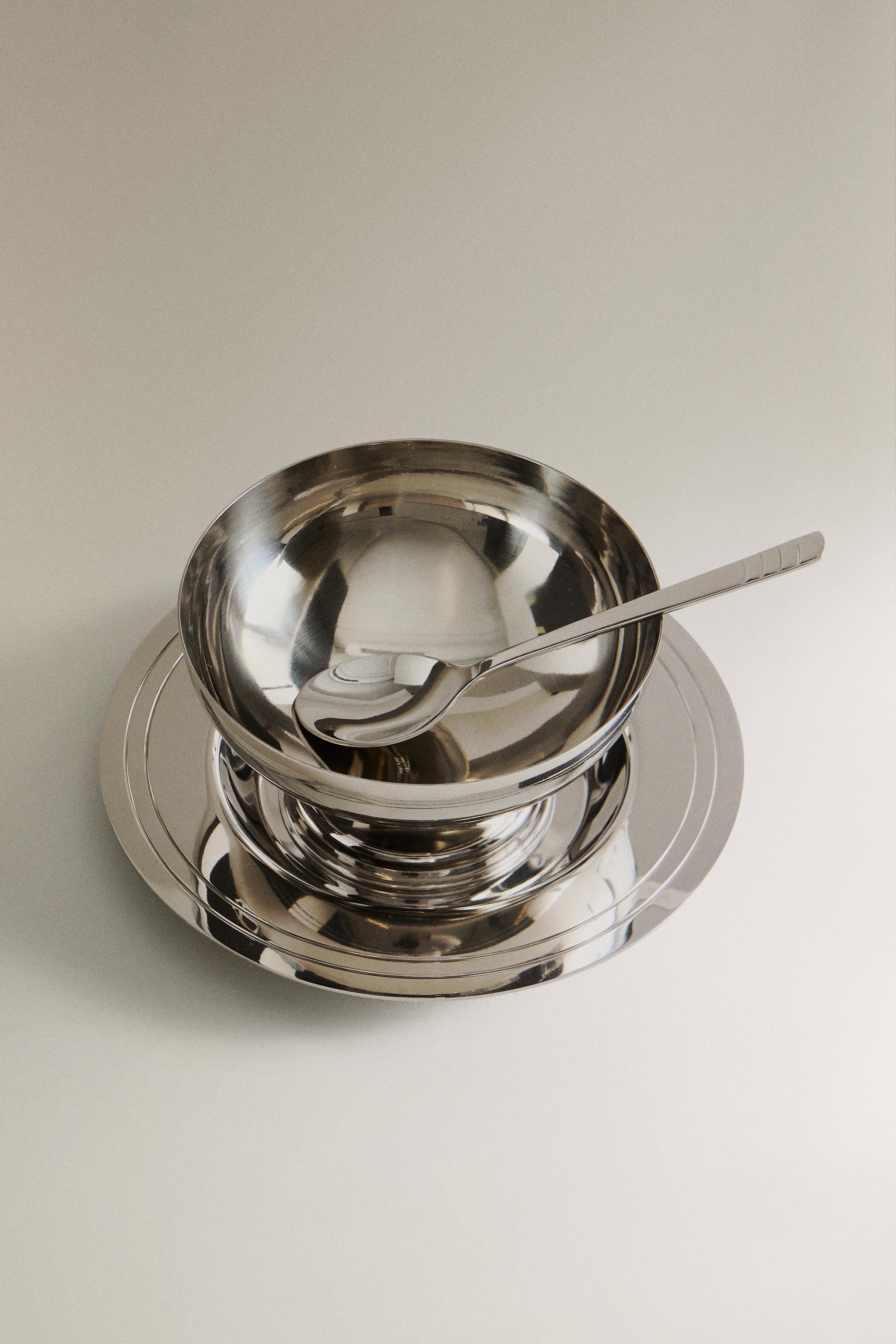 SHINY METAL ICE-CREAM CUP SET