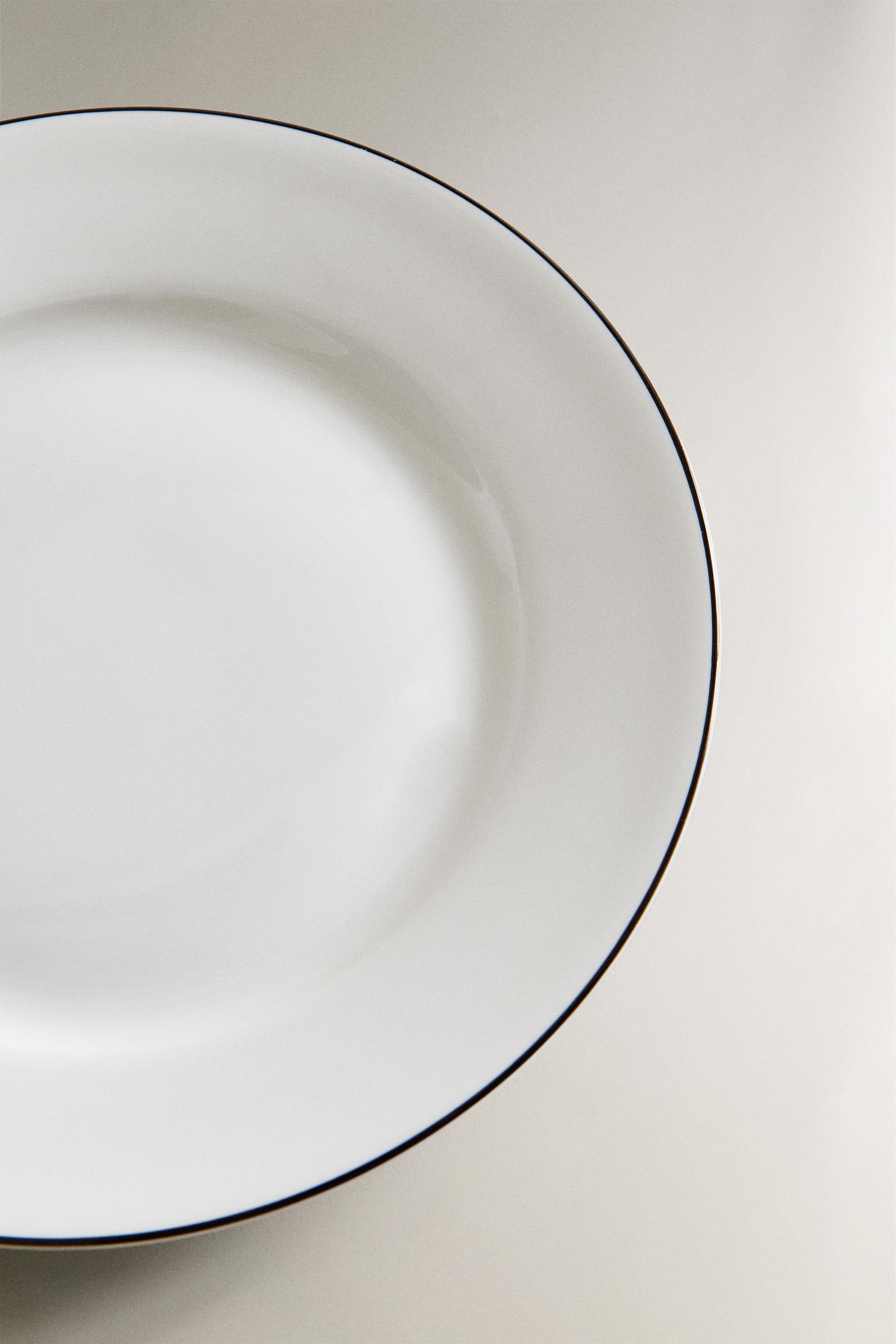 BONE CHINA SIDE PLATE WITH BLACK RIM