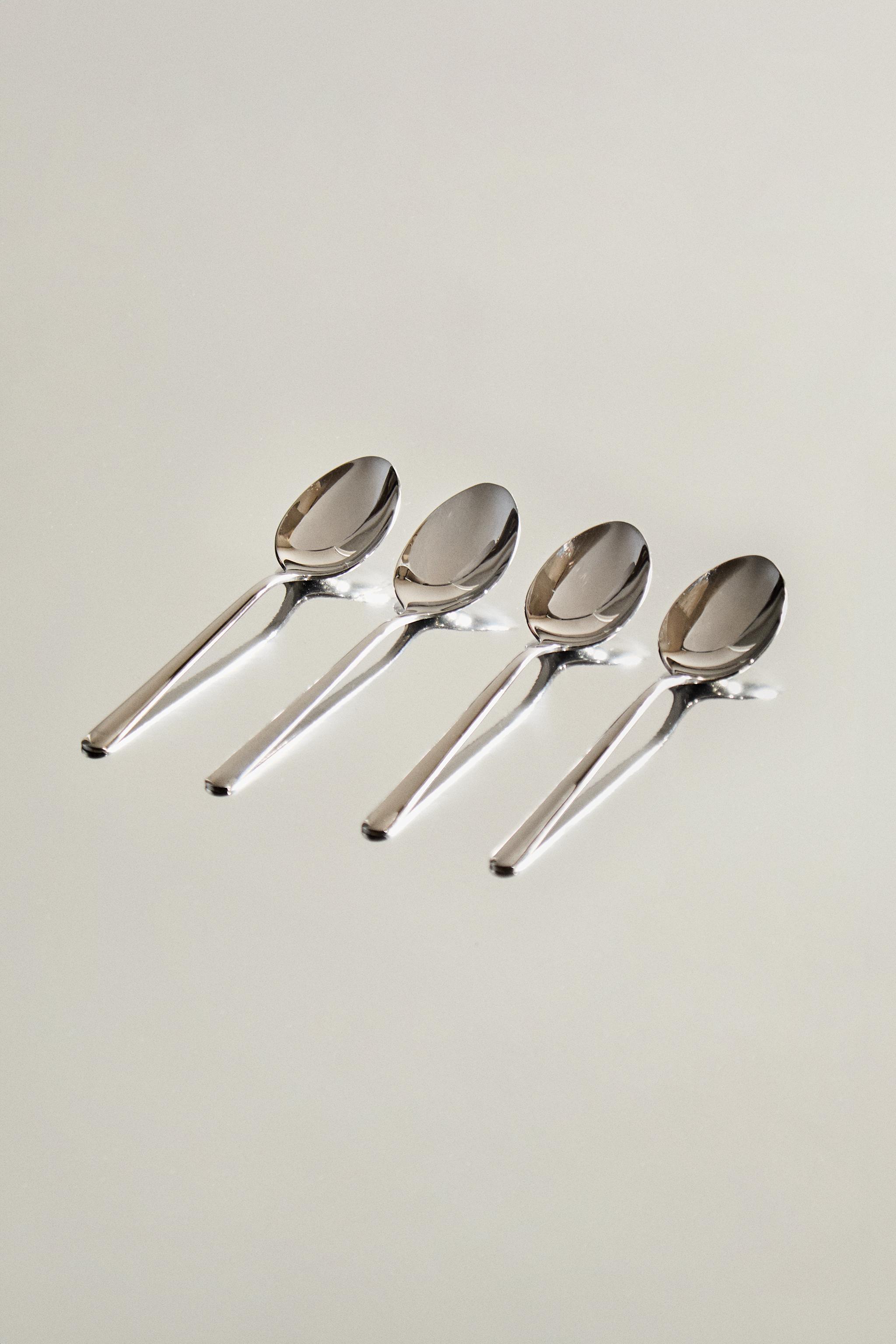 SET OF SHINY STEEL DESSERT SPOONS (SET OF 4)