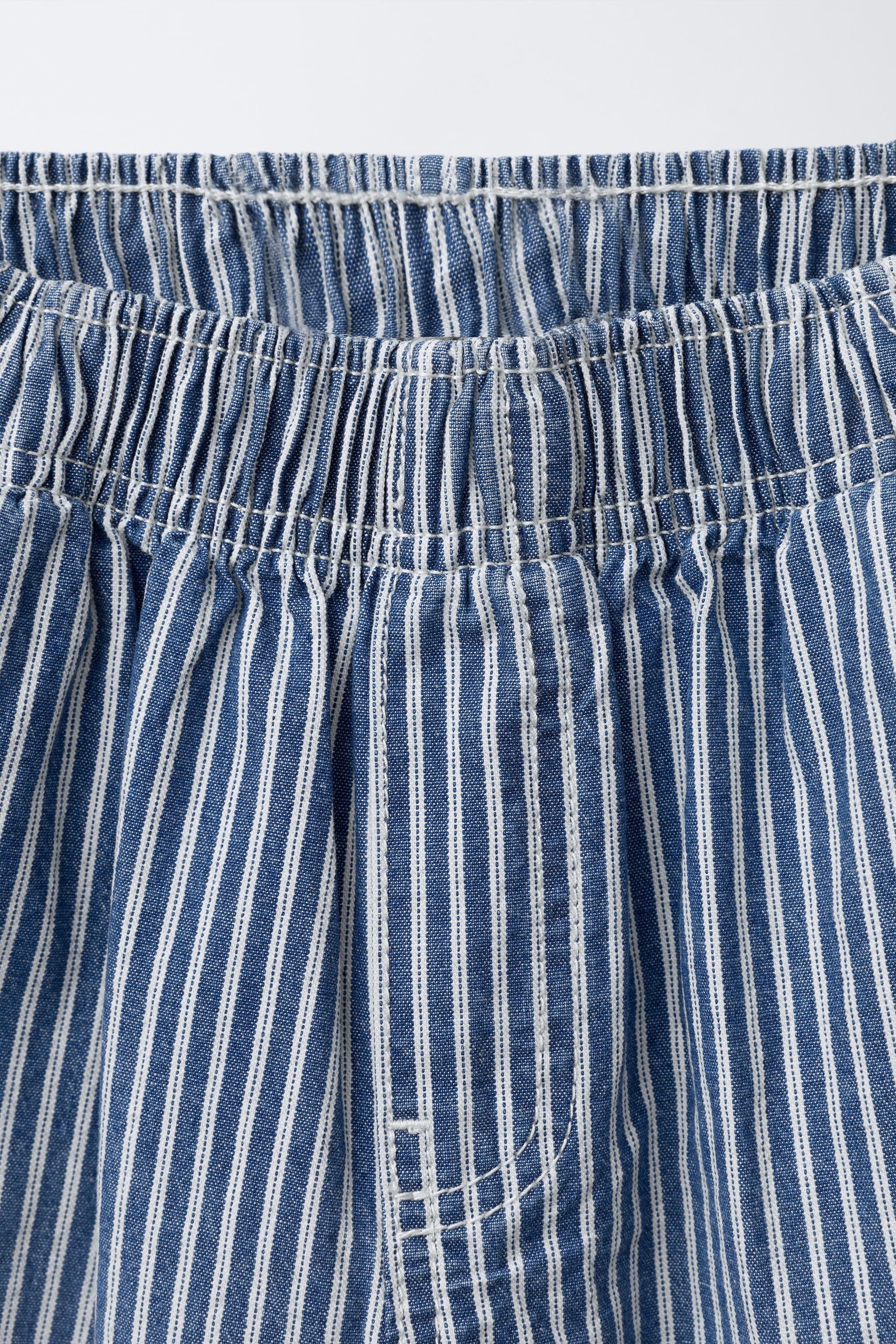 STRIPED BALLOON DENIM PANTS