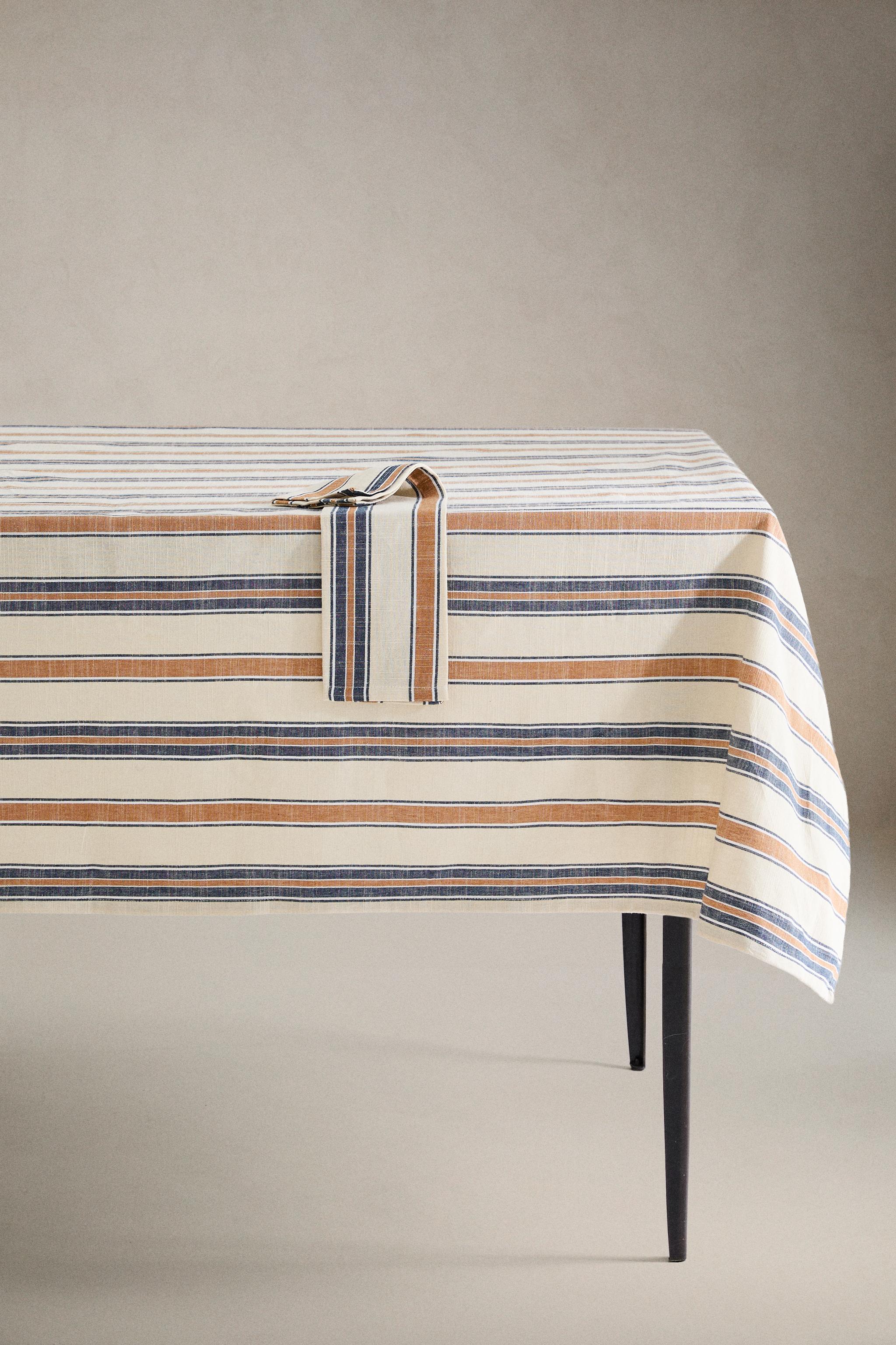 DYED THREAD STRIPED TABLECLOTH