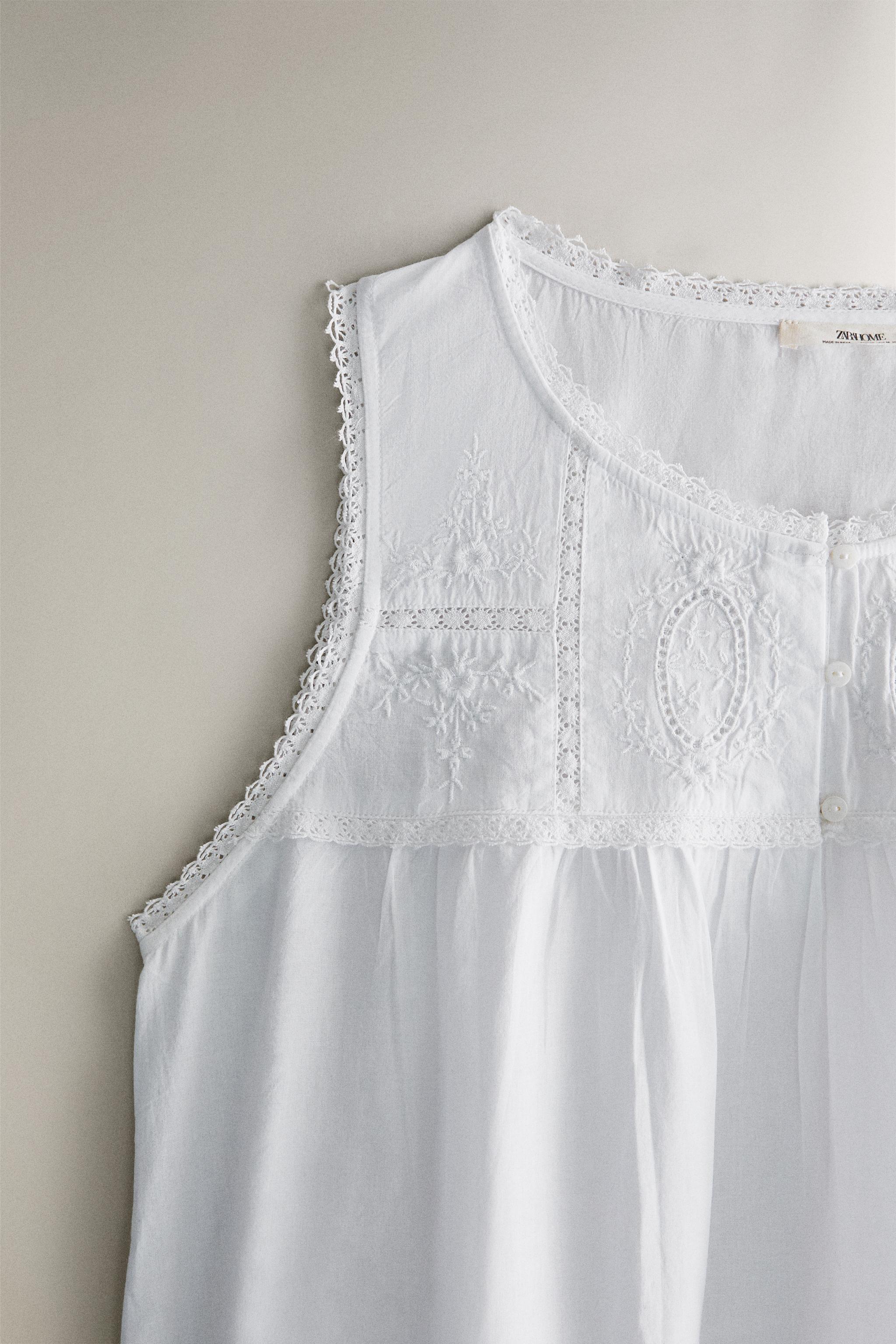 EMBROIDERED COTTON NIGHTGOWN