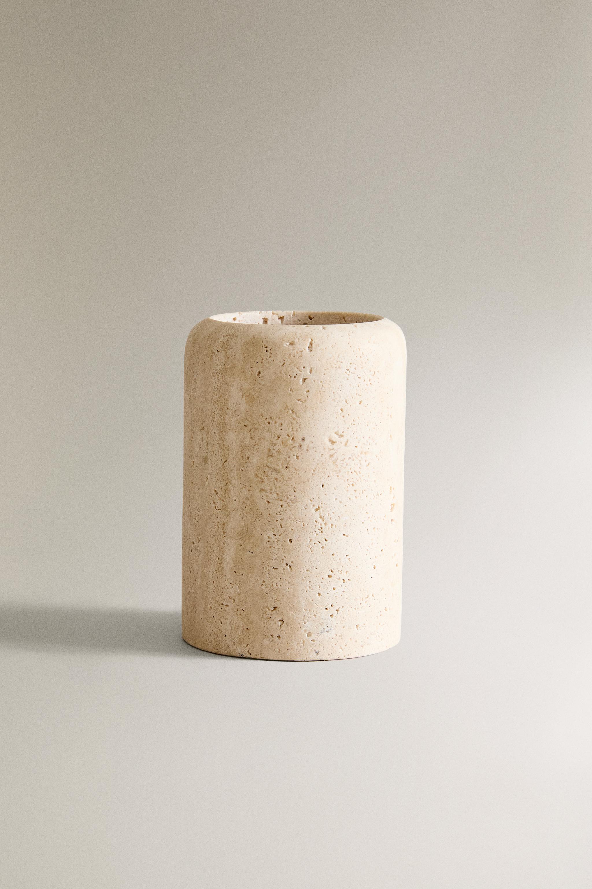 BEIGE MARBLE TOOTHBRUSH CUP