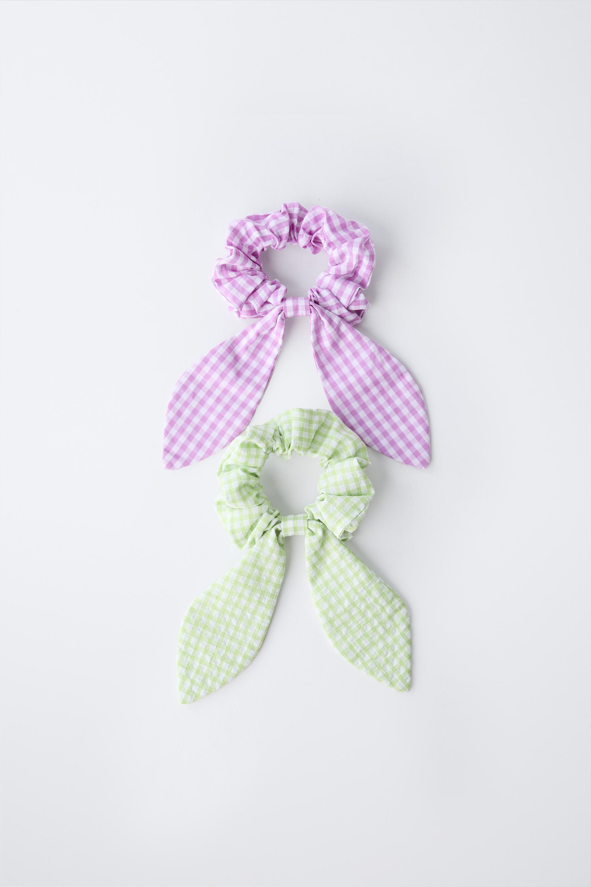 TWO-PACK OF GINGHAM BOW SCRUNCHIES
