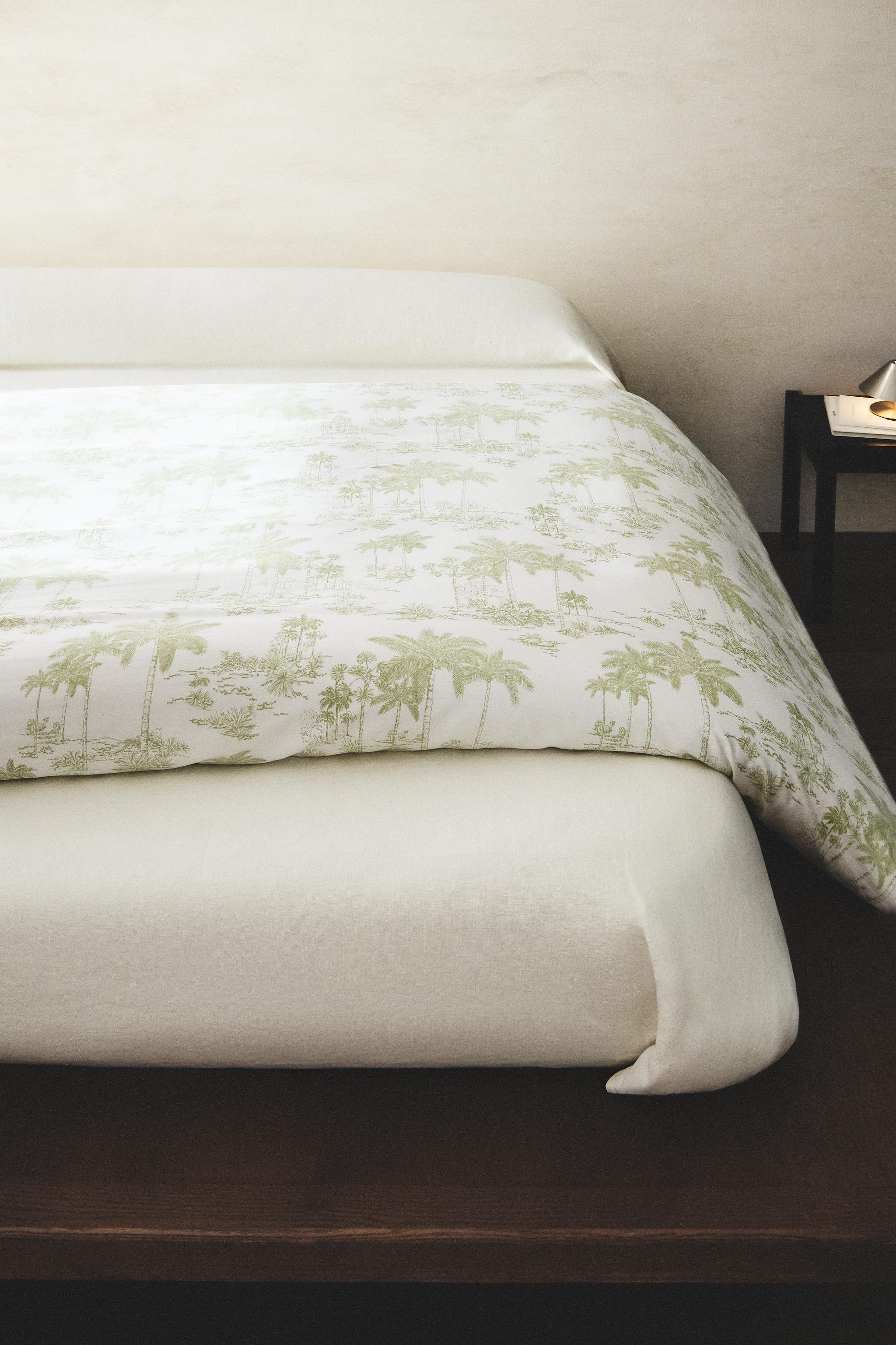 TOILE DE JOUY SATEEN DUVET COVER WITH PALM TREES