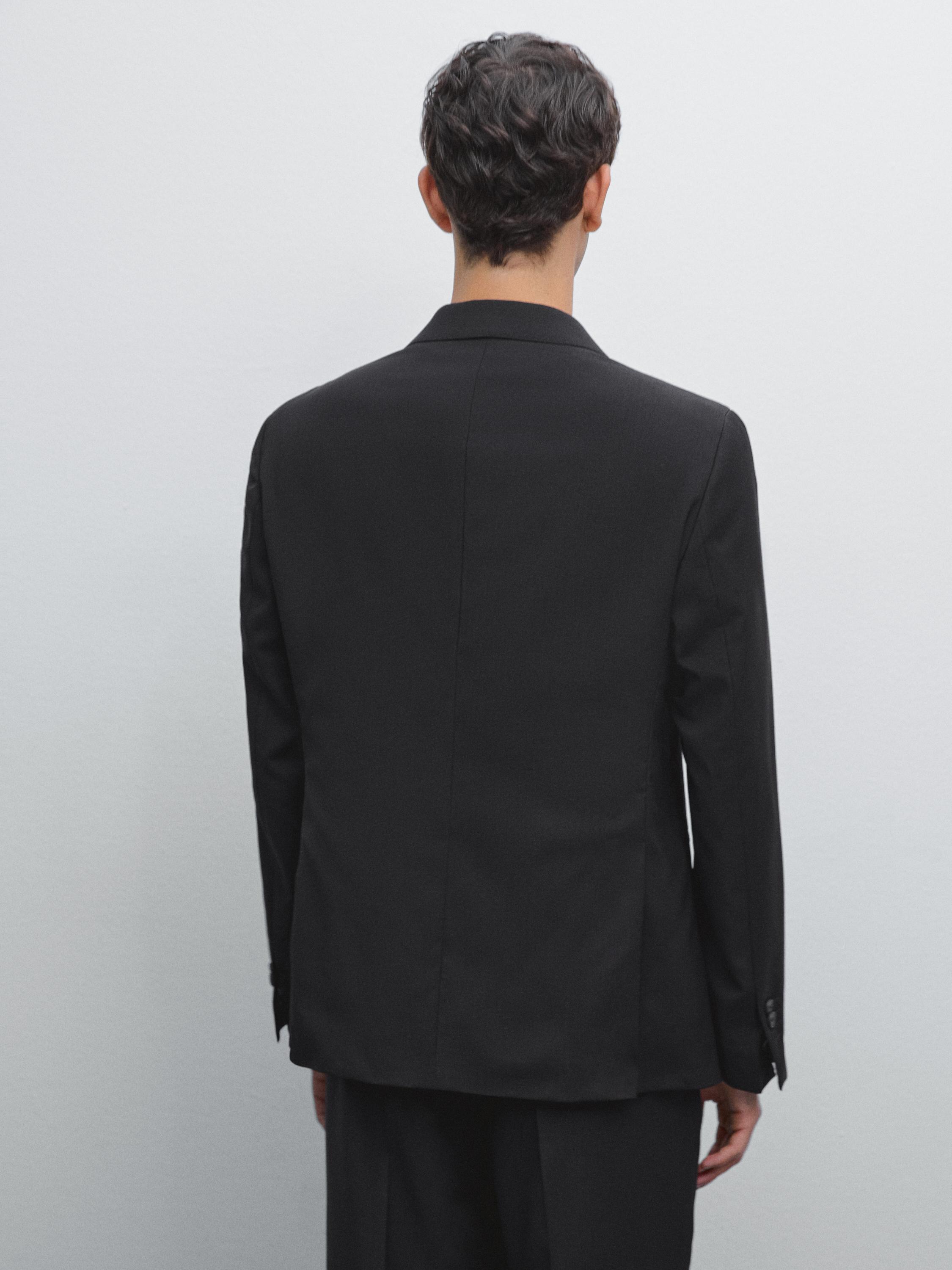 Plain 100% wool suit blazer