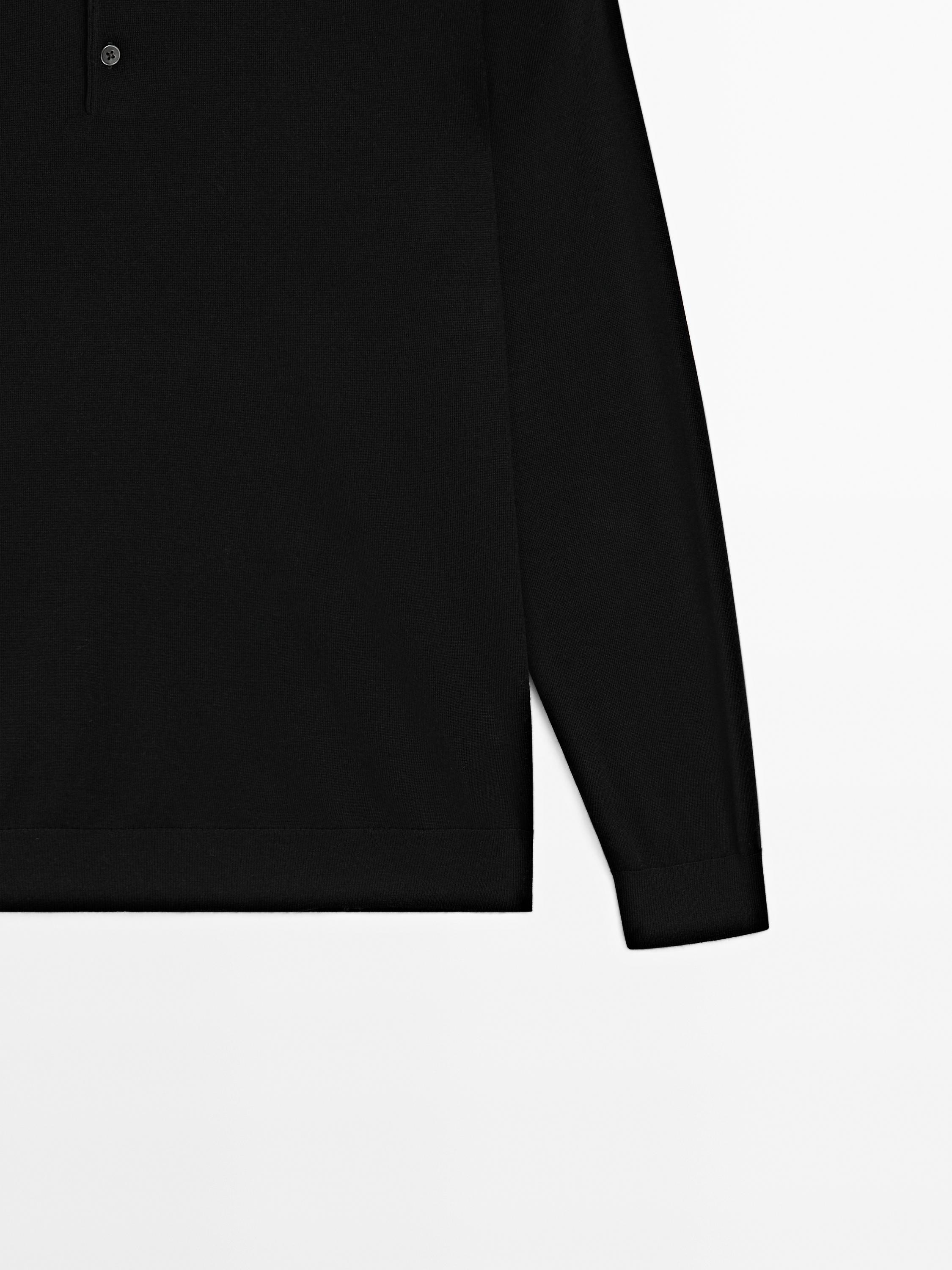 100% merino wool knit polo jumper