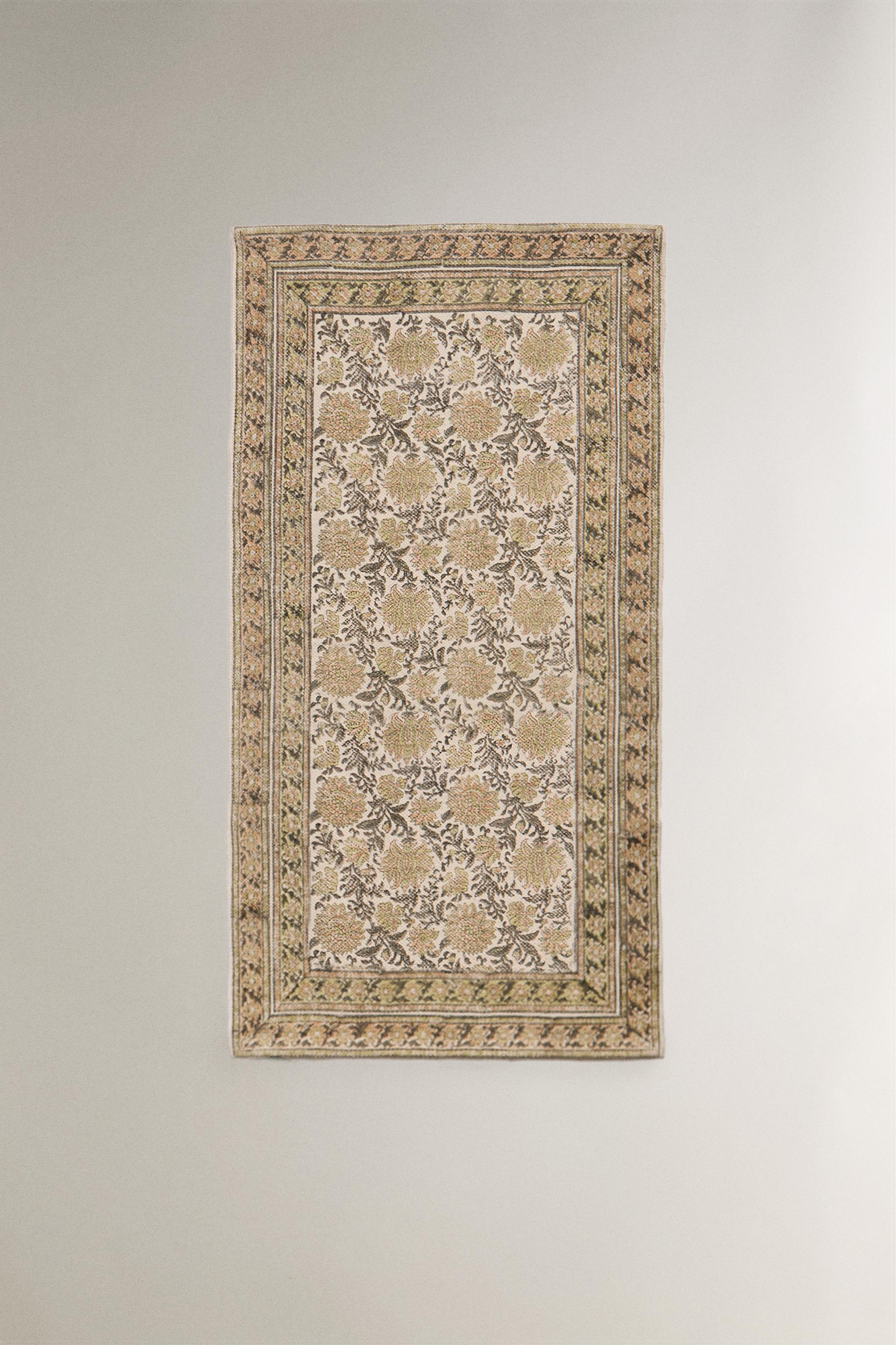FLORAL PRINT COTTON AREA RUG