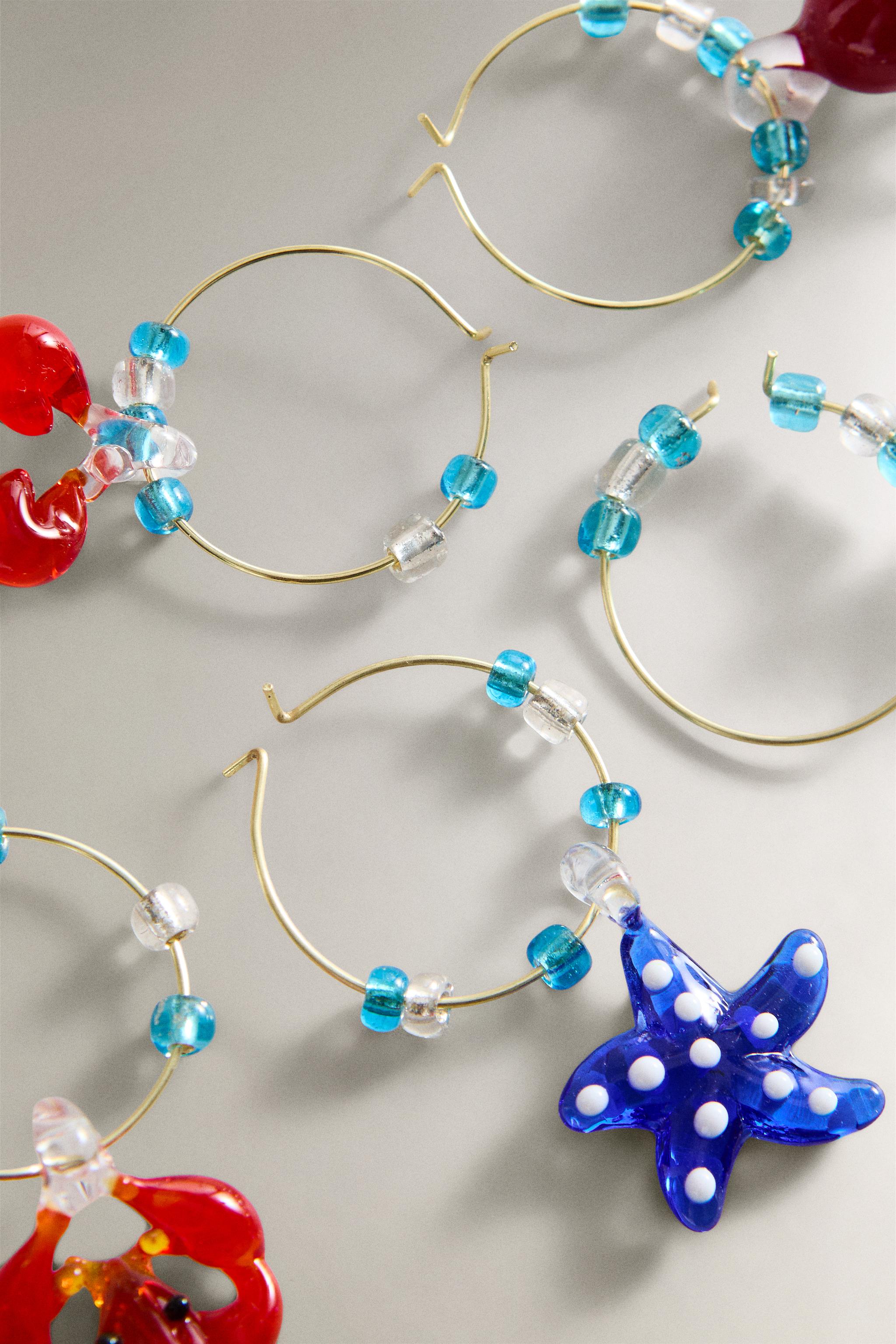 SET OF MARINE ANIMAL GLASS CHARMS (SET OF 6)