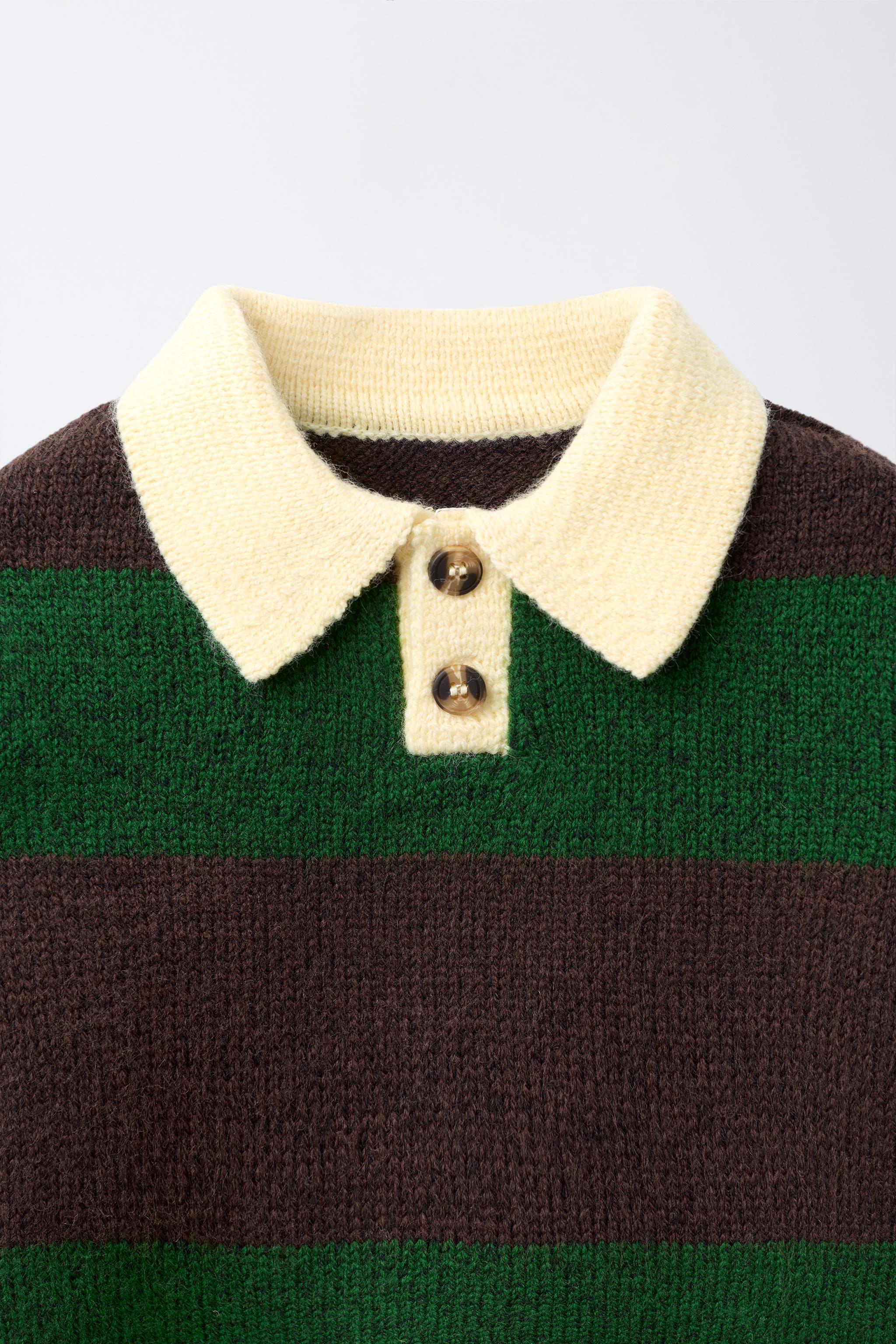 STRIPED KNIT POLO SHIRT