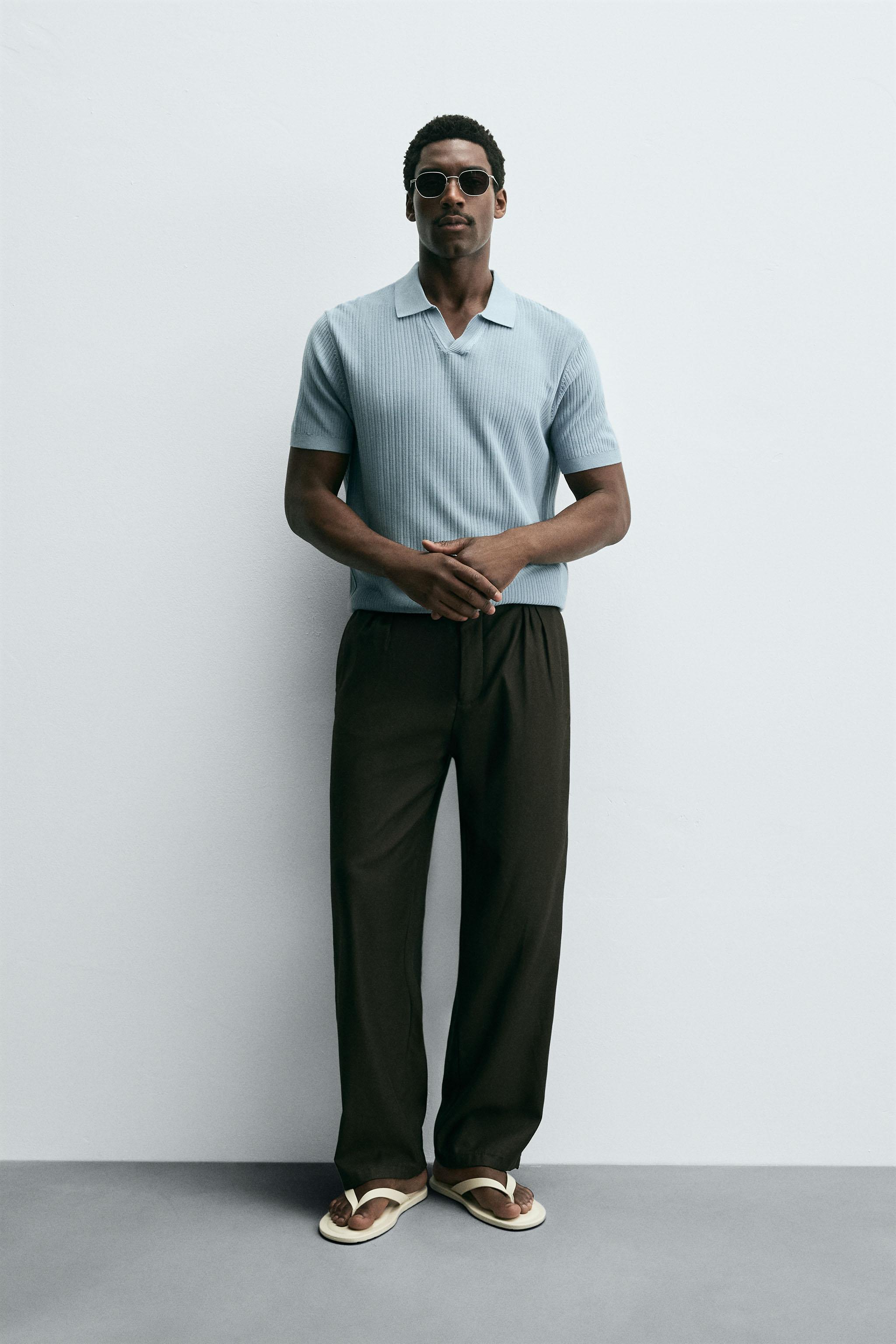 RIBBED KNIT POLO SHIRT