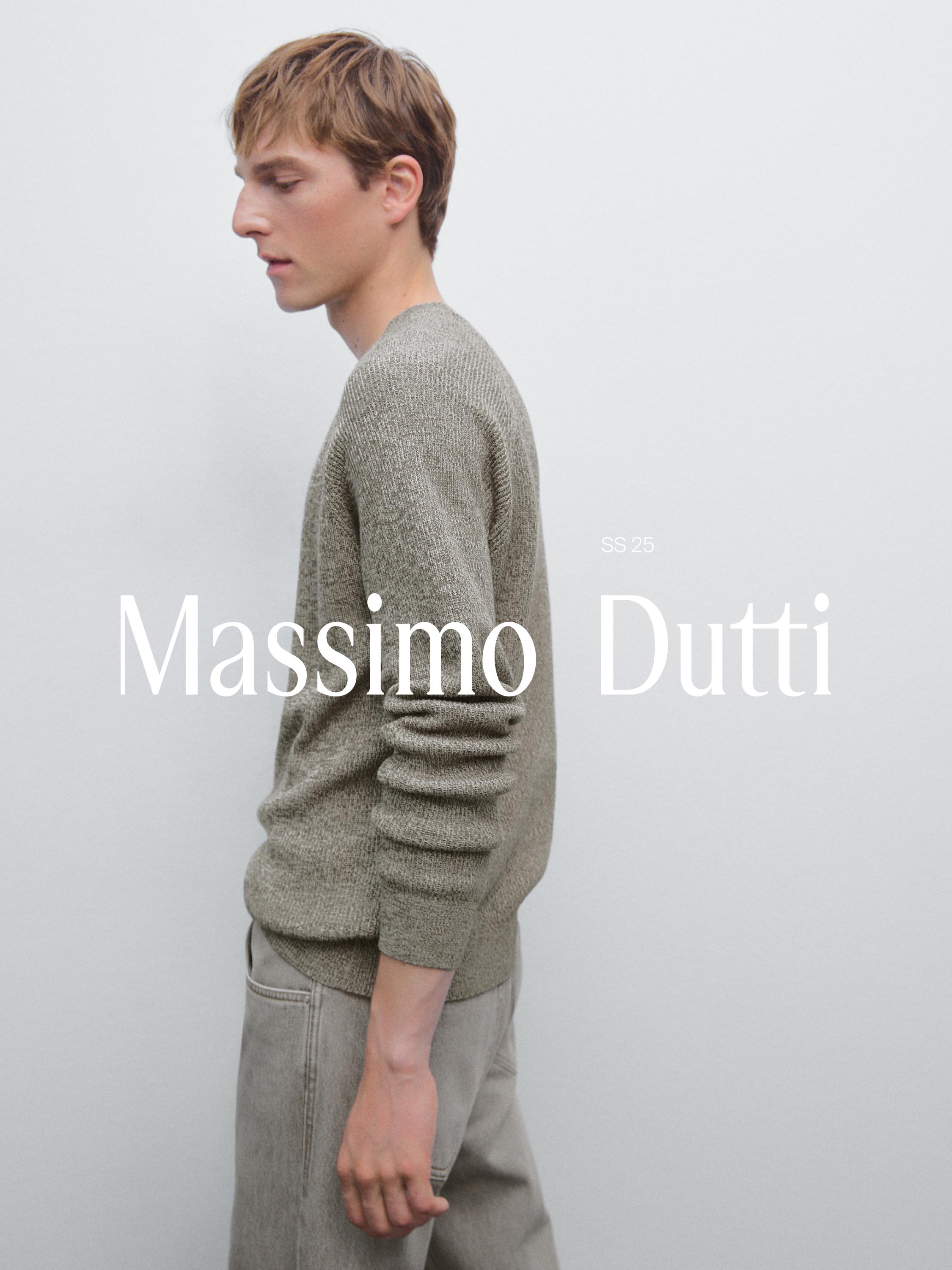 Crew neck mouliné knit sweater