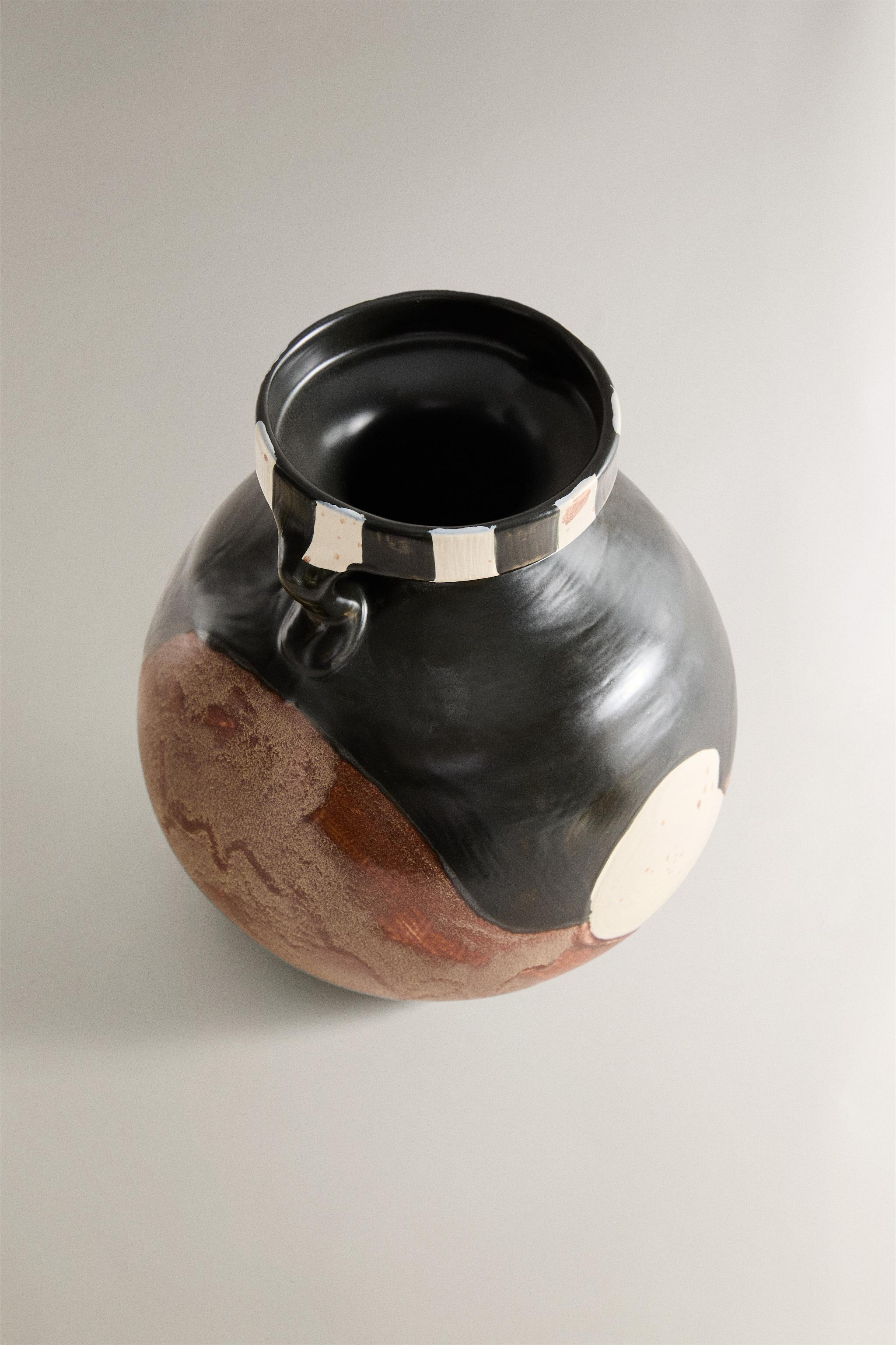 PAINTED STONEWARE VASE