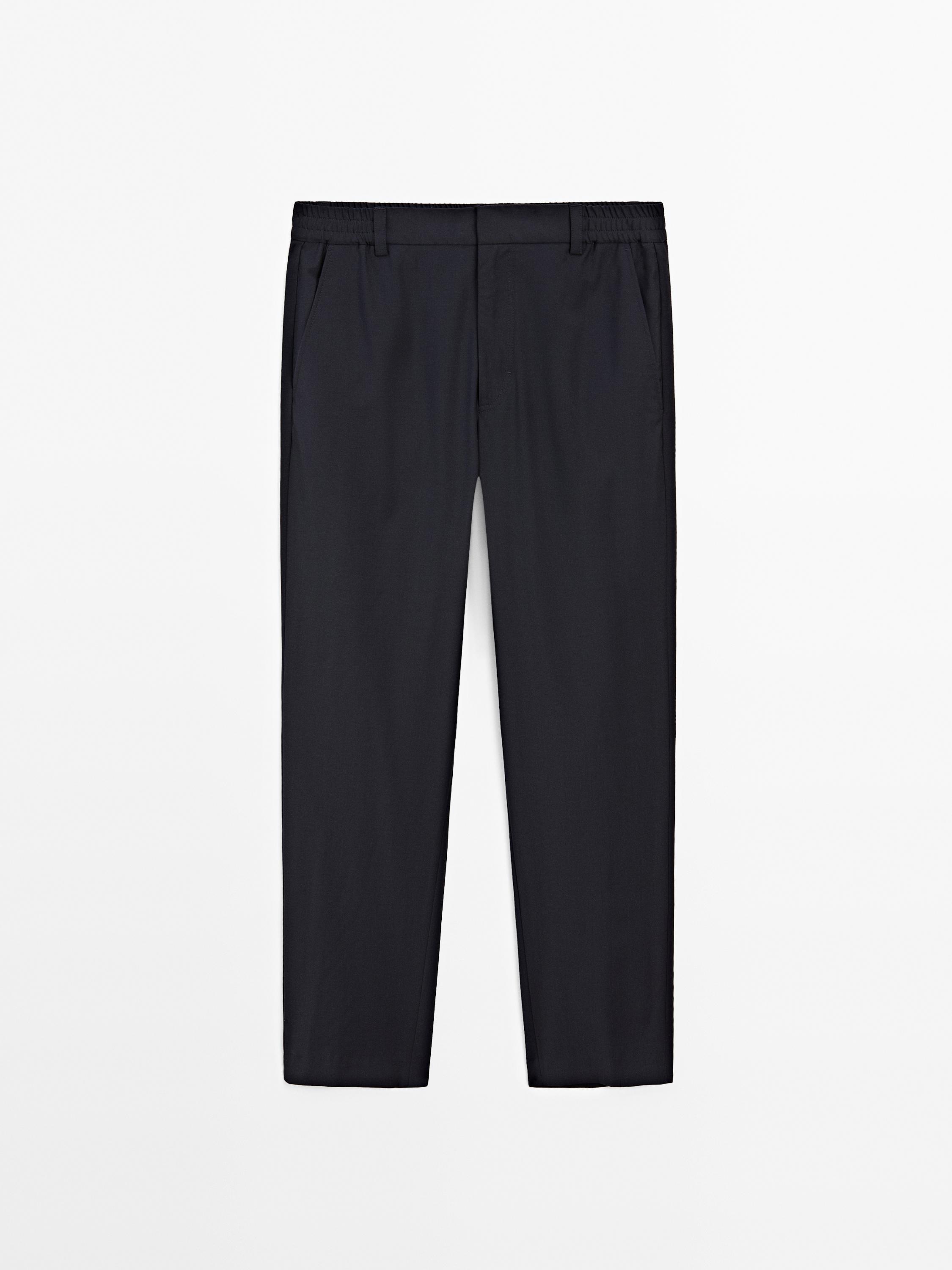 Wool blend jogger fit trousers