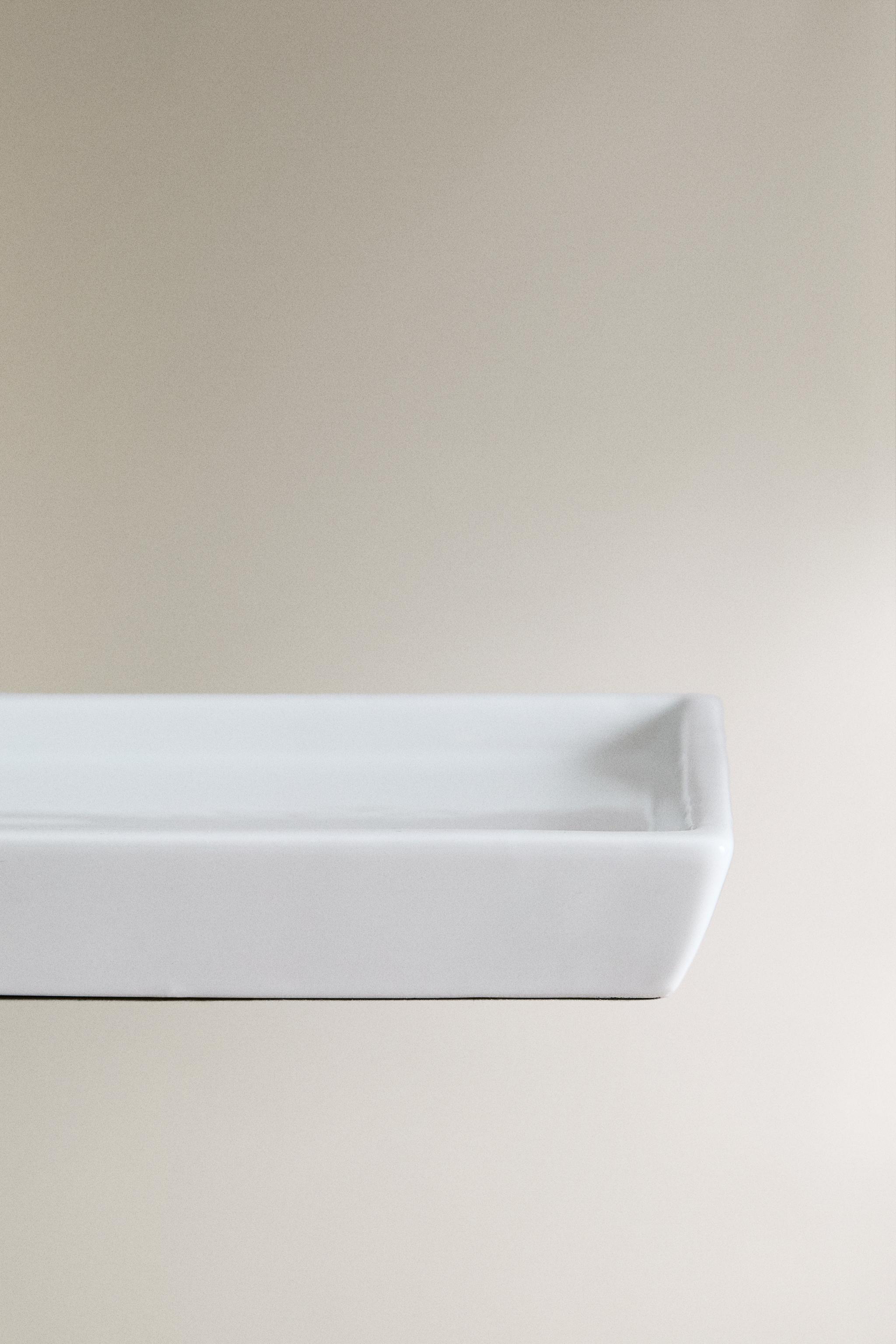 WHITE EARTHENWARE BATHROOM TRAY