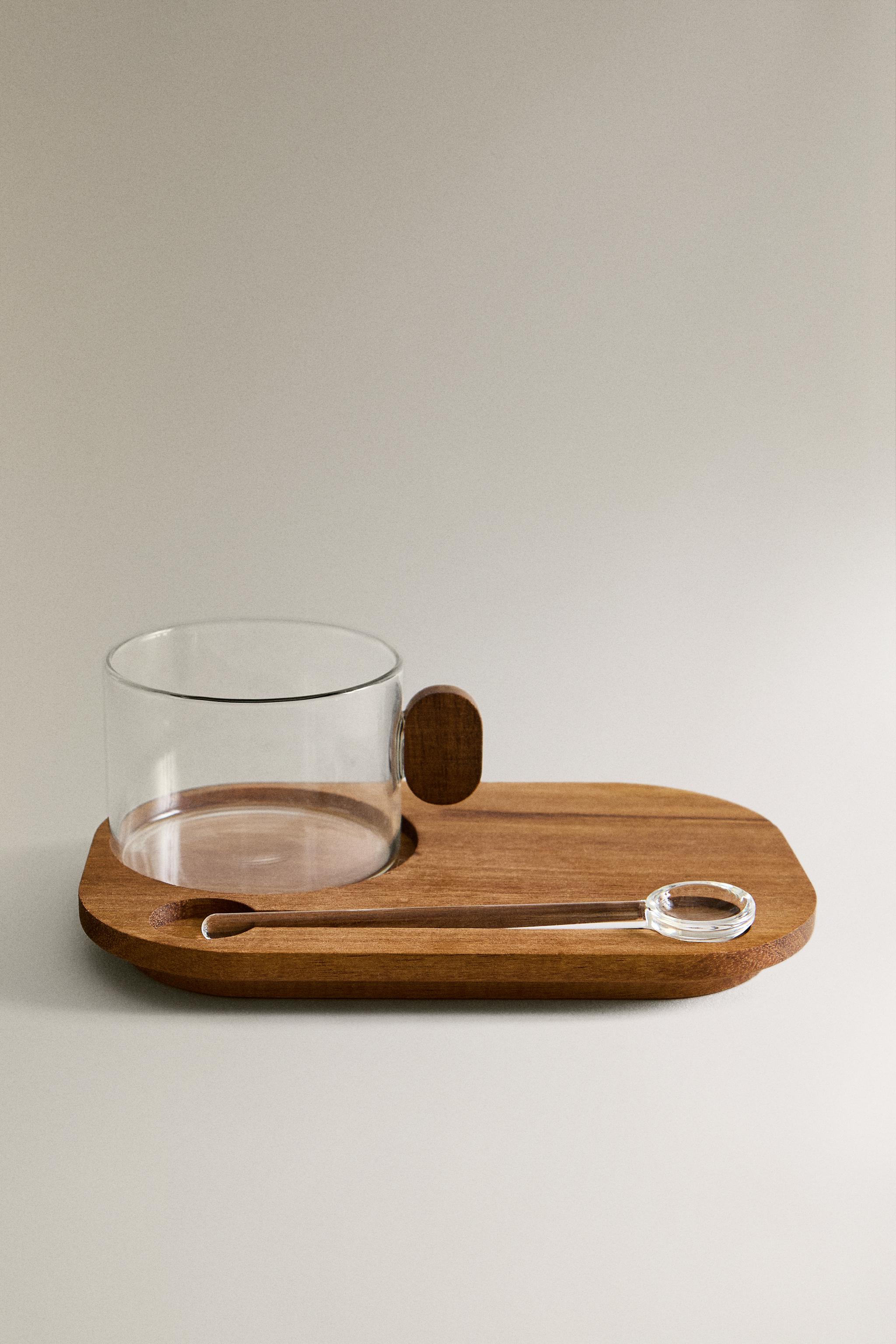 BOROSILICATE GLASS MUG WITH TRAY