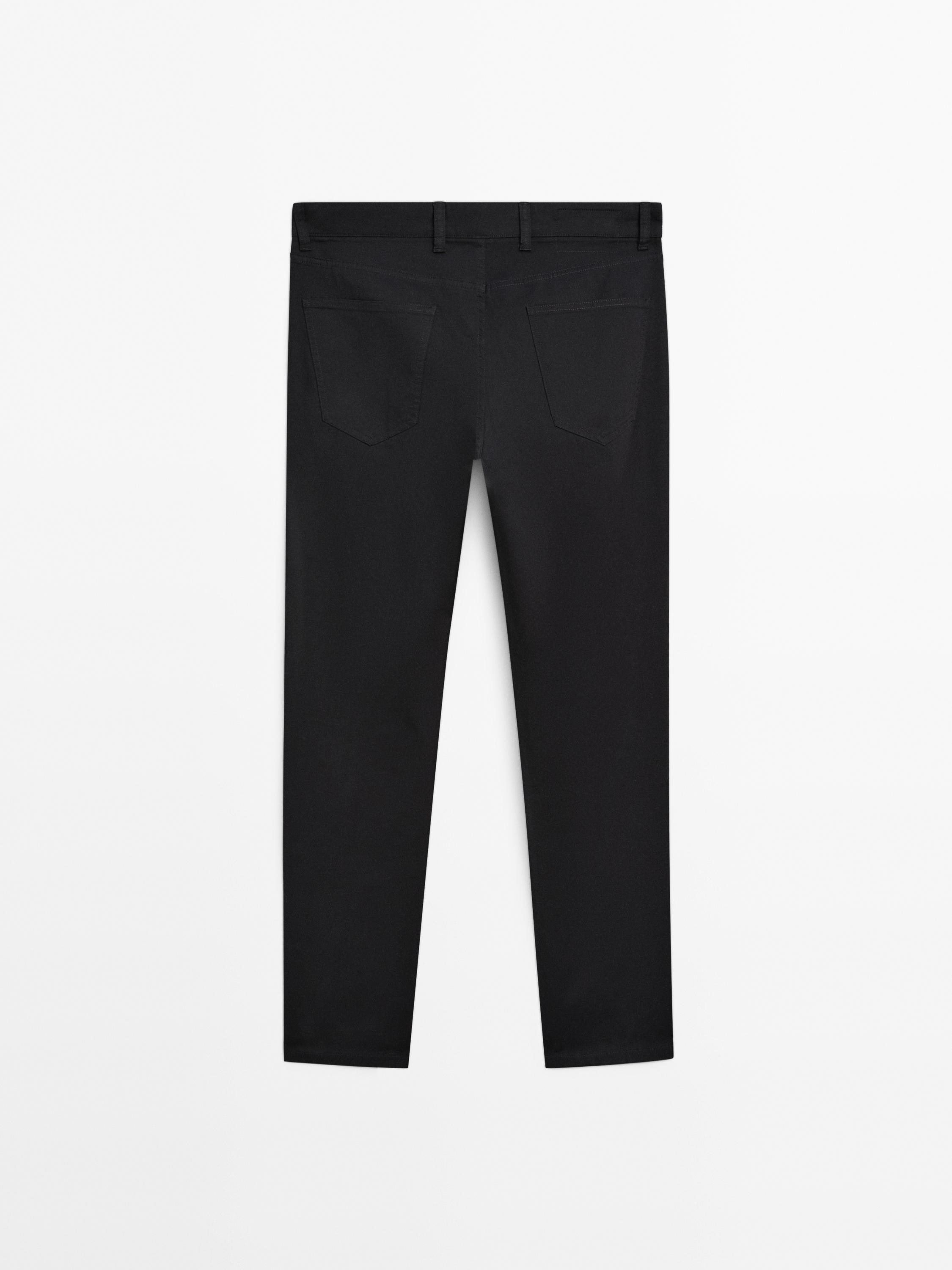 Slim-fit lightweight textured weave denim trousers