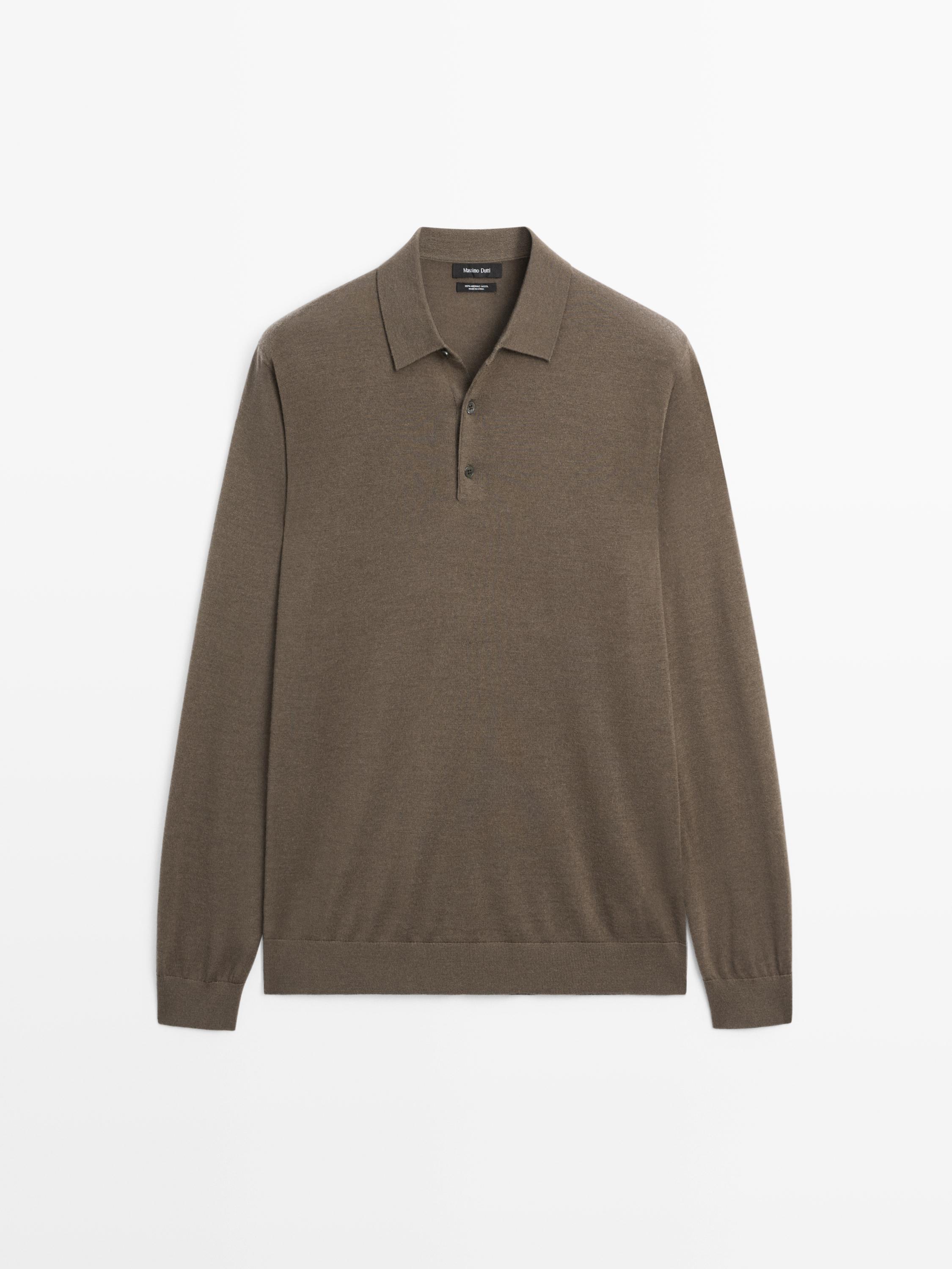 100% merino wool knit polo jumper