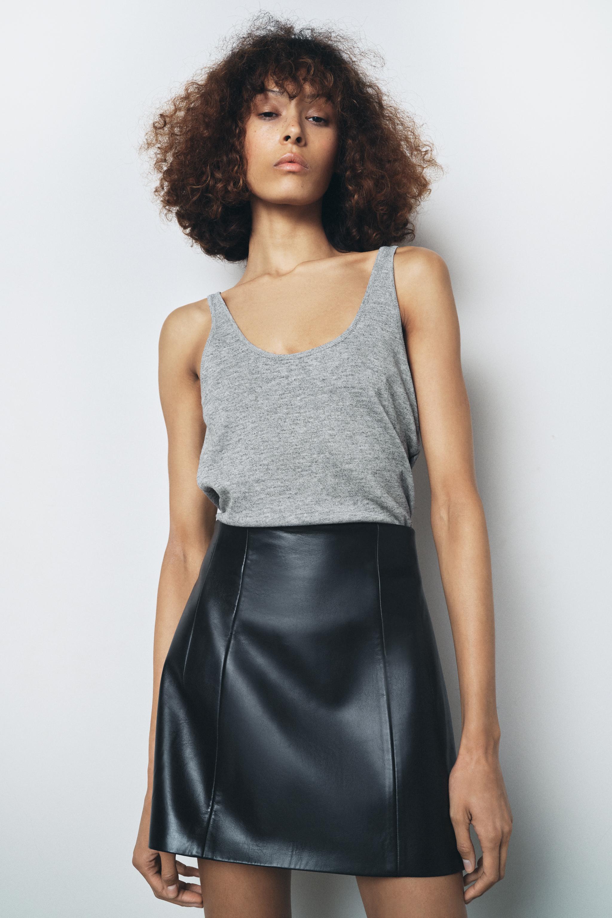 100% LEATHER SHORT SKIRT ZW COLLECTION LIMITED EDITION