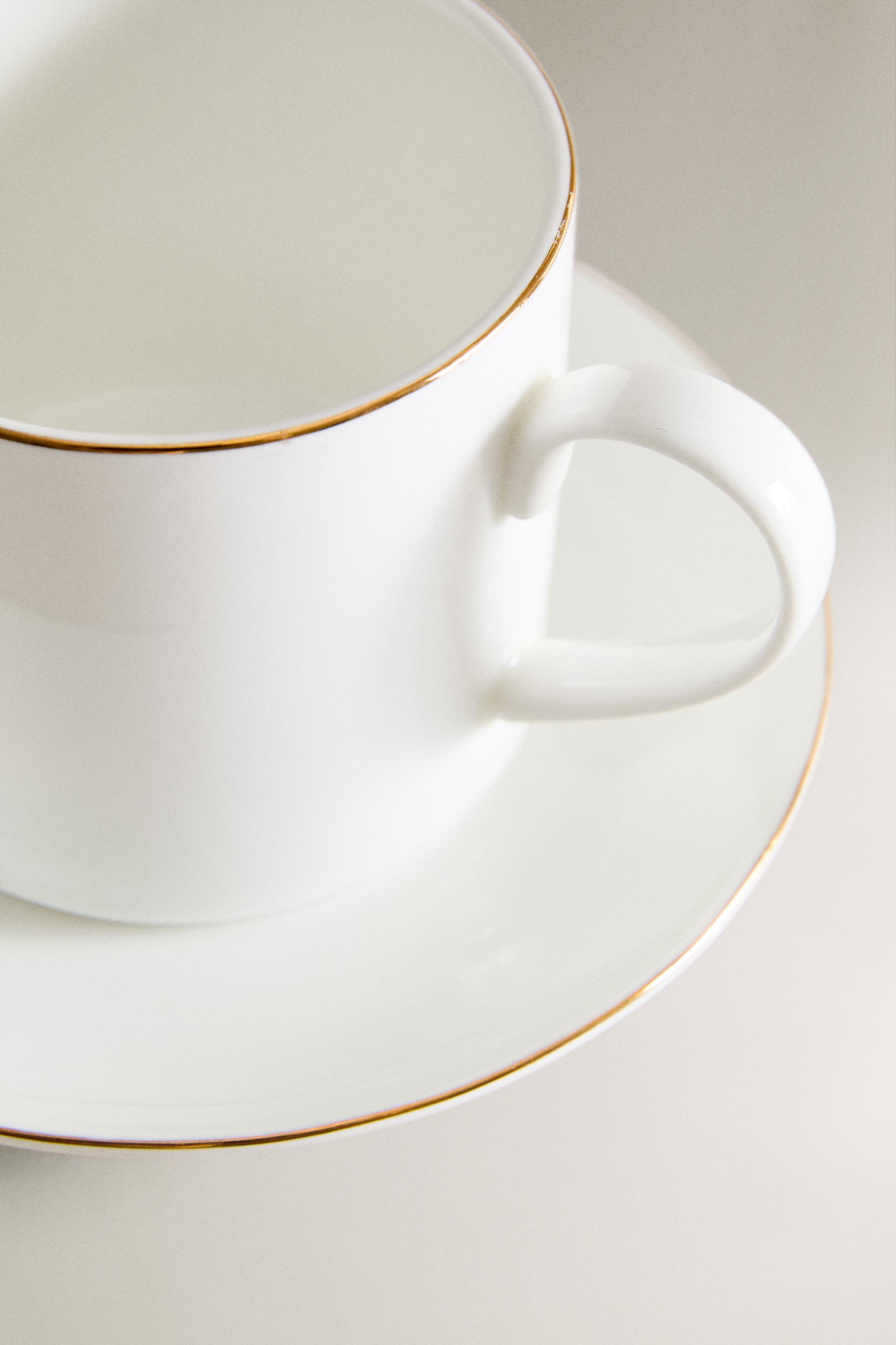 RIMMED BONE CHINA COFFEE CUP AND SAUCER