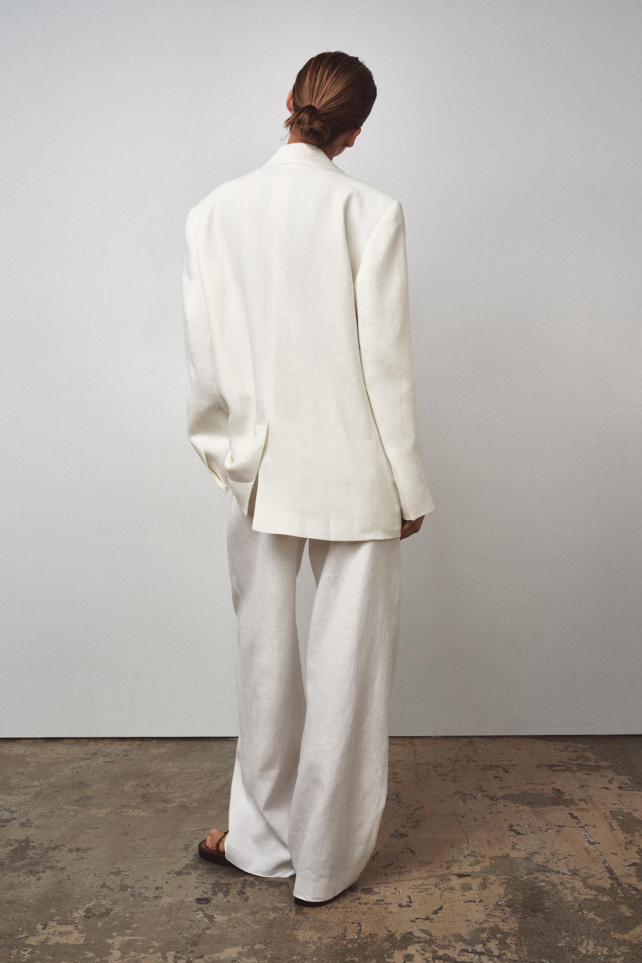 ZW COLLECTION LINEN BLEND DOUBLE BREASTED BLAZER