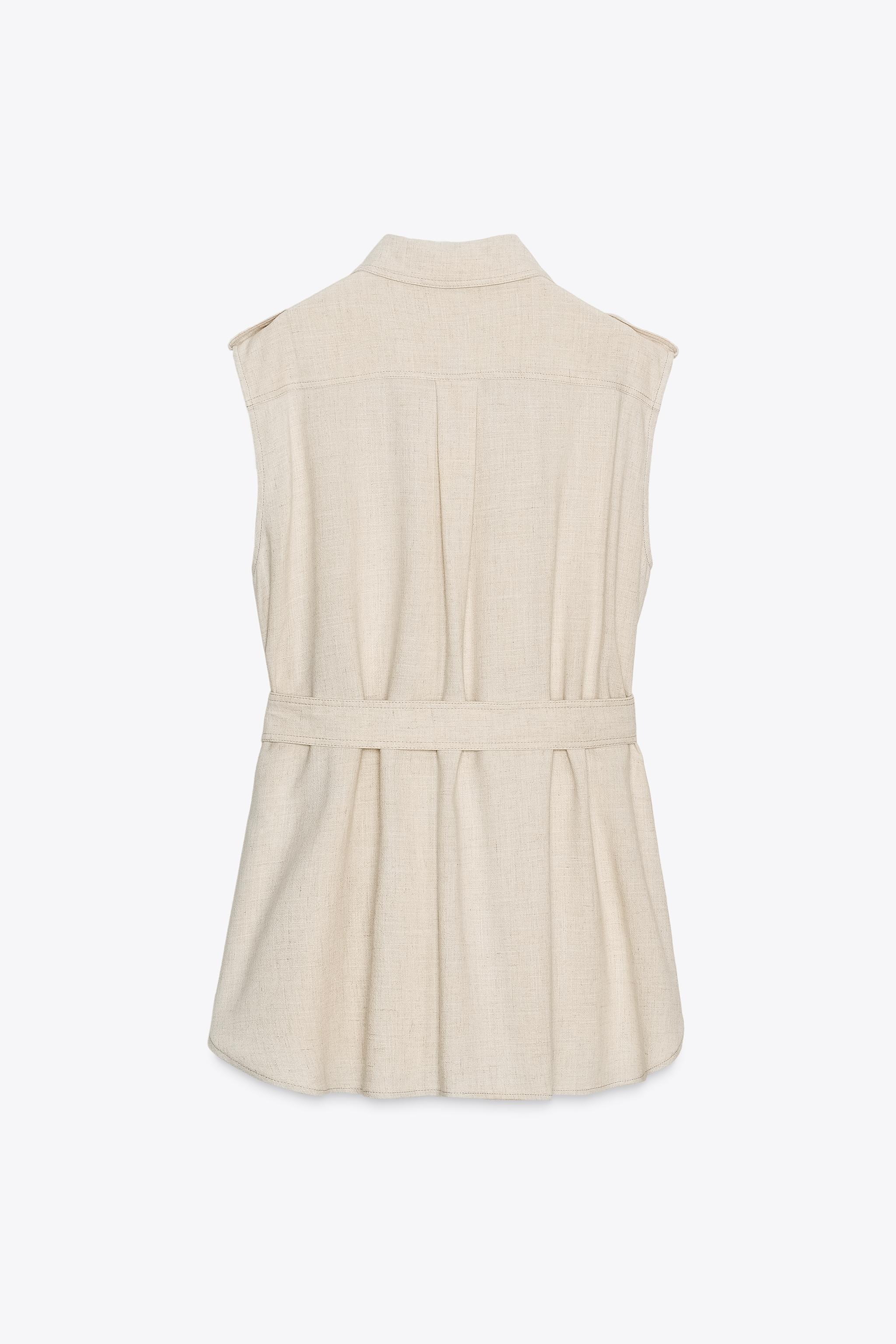 LINEN BELTED LONG VEST