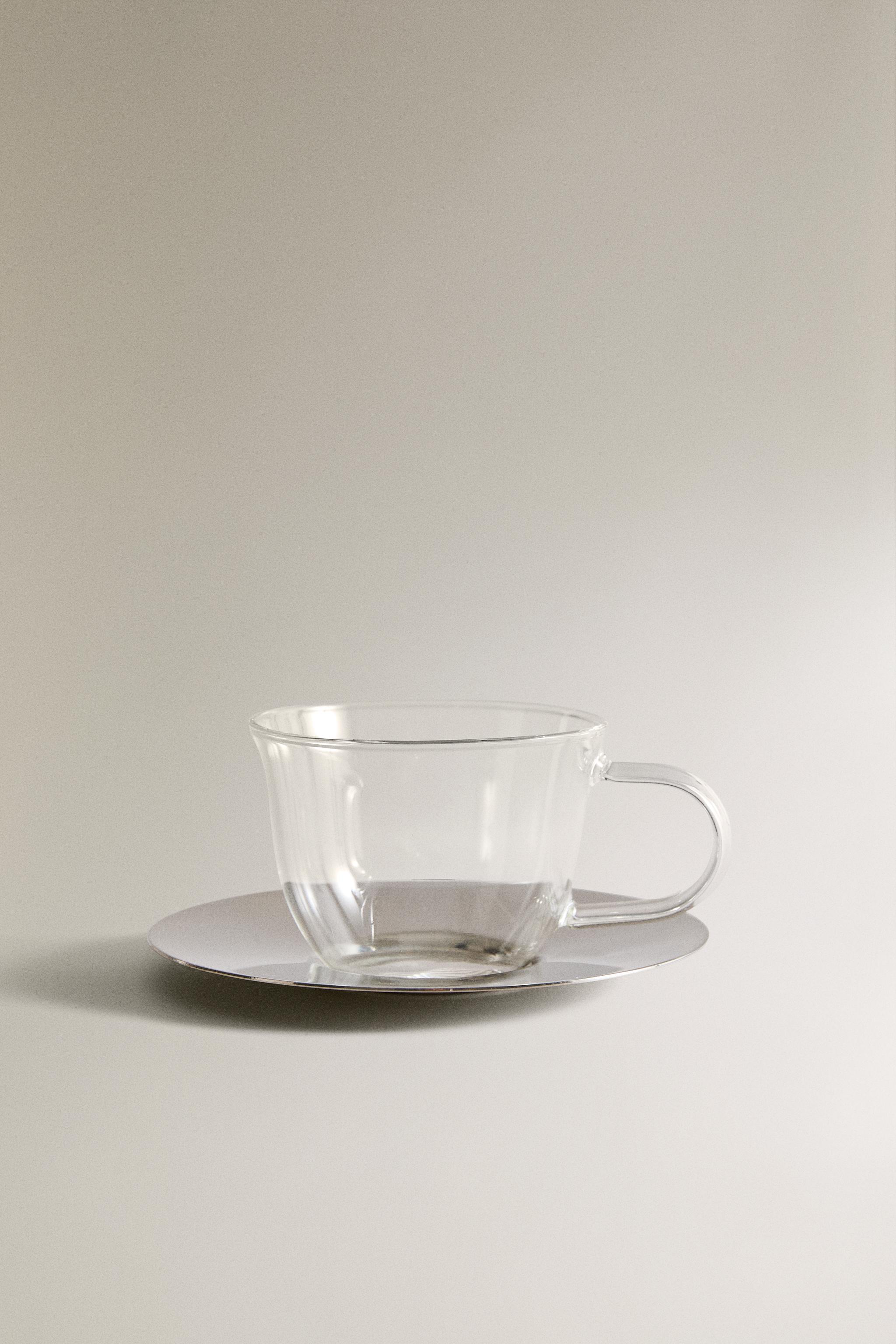 BOROSILICATE GLASS TEACUP AND SAUCER