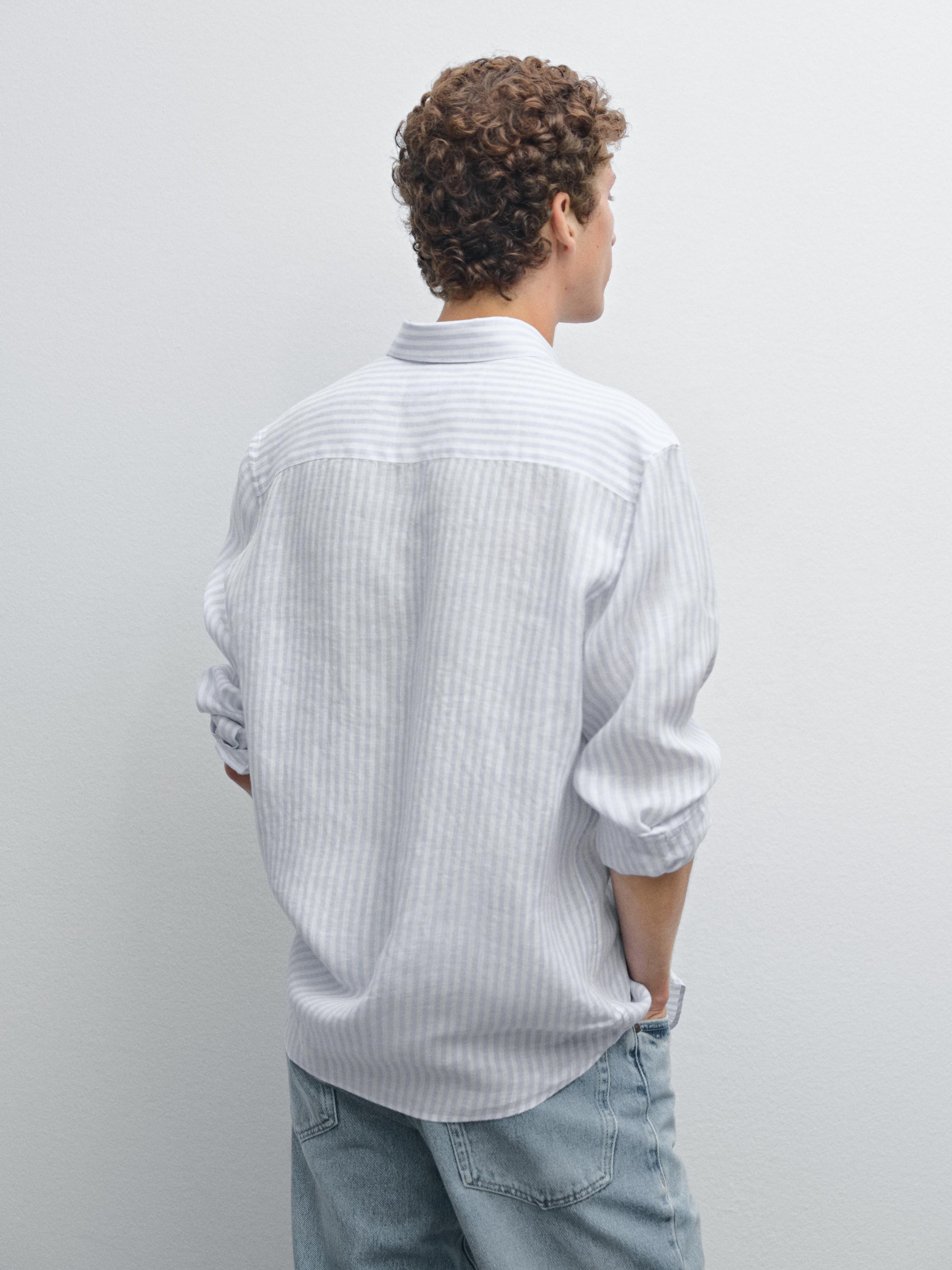 Slim fit 100% linen shirt