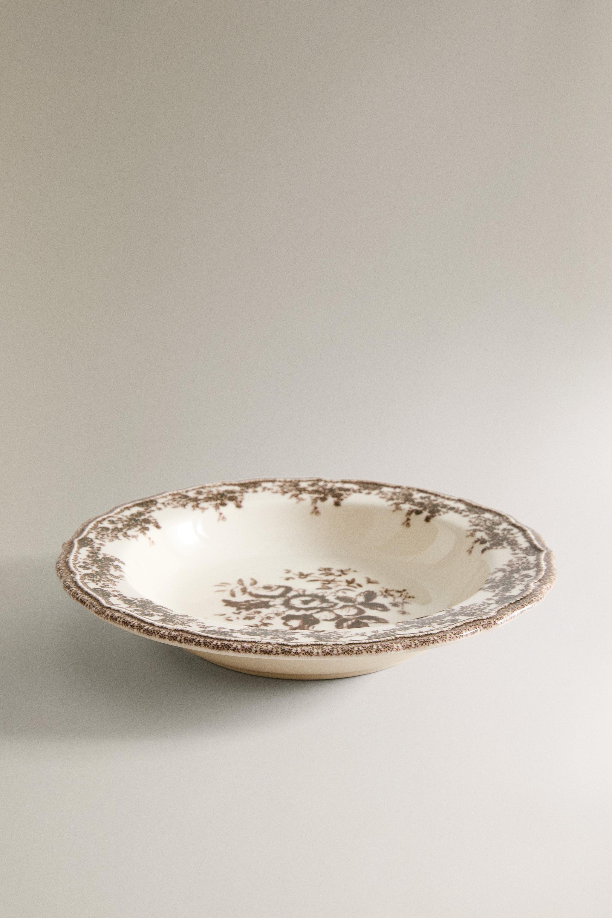 FLORAL EARTHENWARE SOUP PLATE