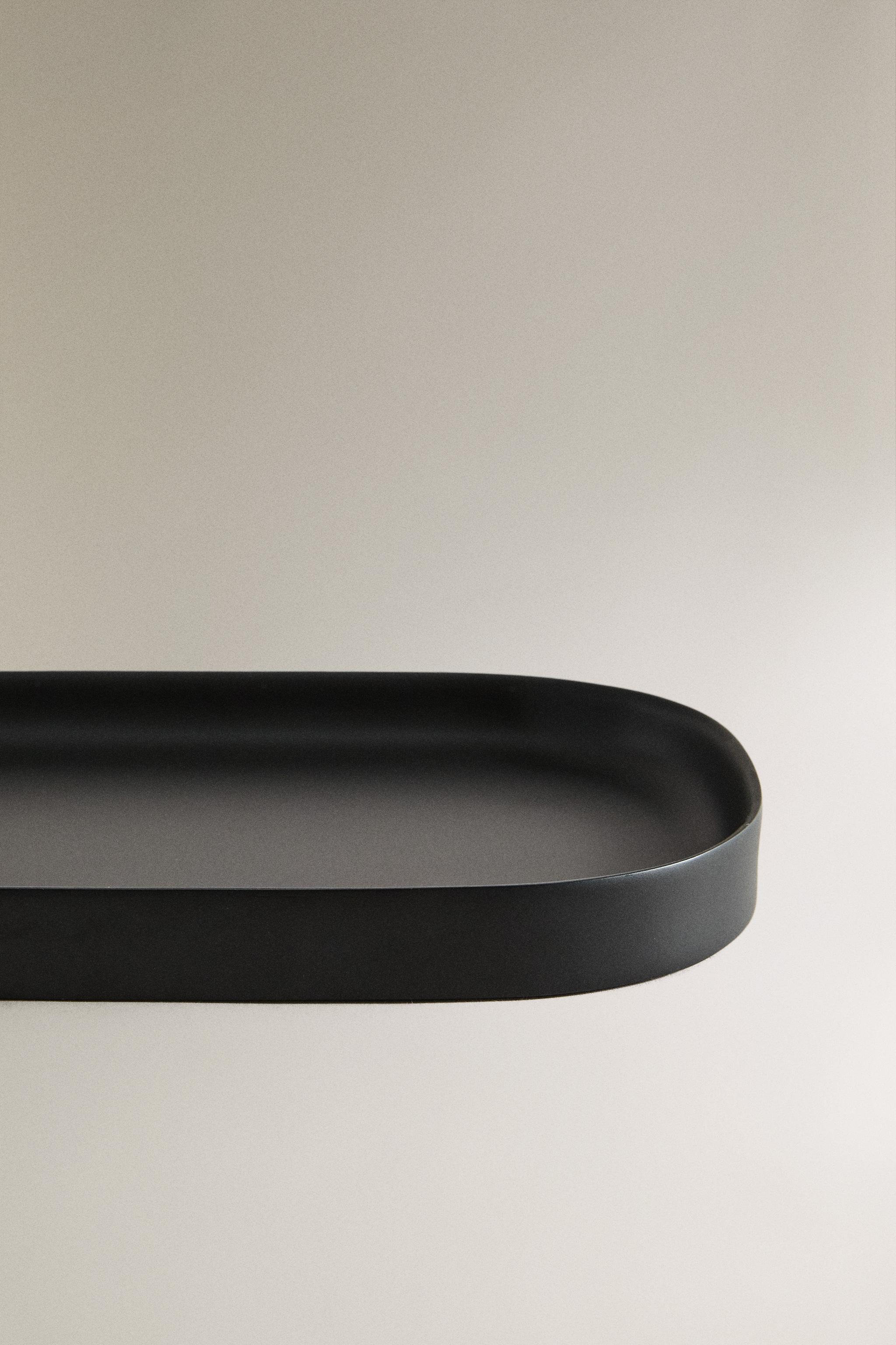 BLACK RESIN BATHROOM TRAY