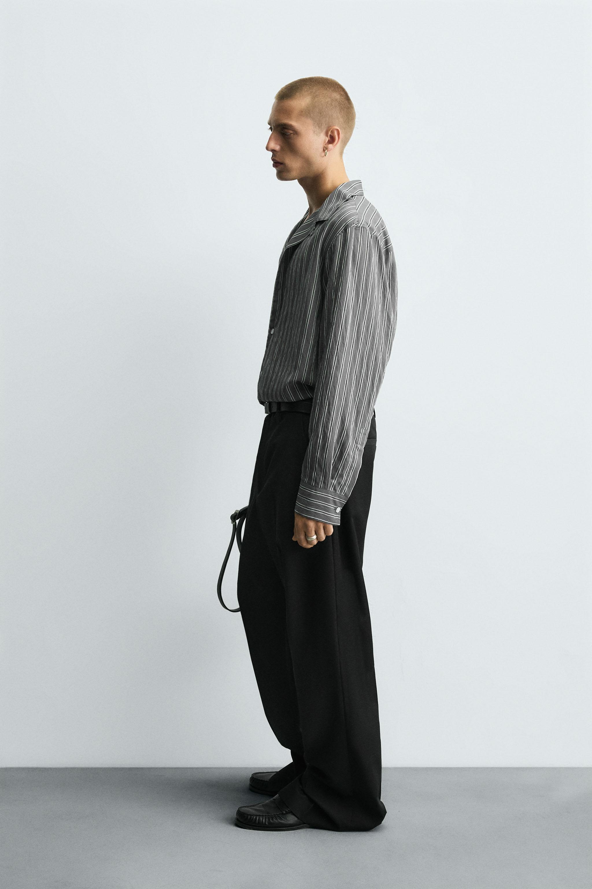 FLOWY SHIRT WITH WRINKLED STRIPE EFFECT