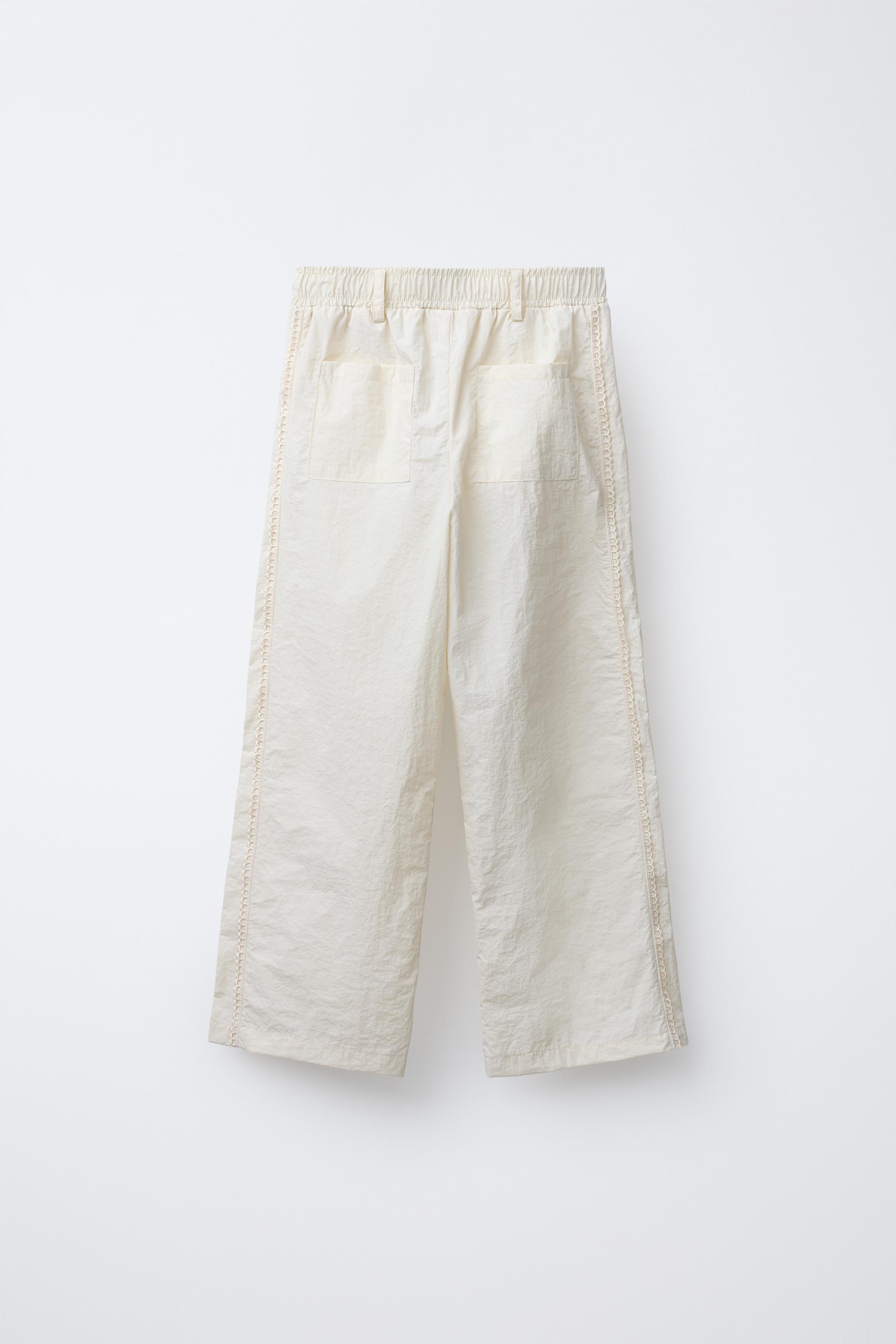 CONTRAST NYLON STRAIGHT LEG PANTS