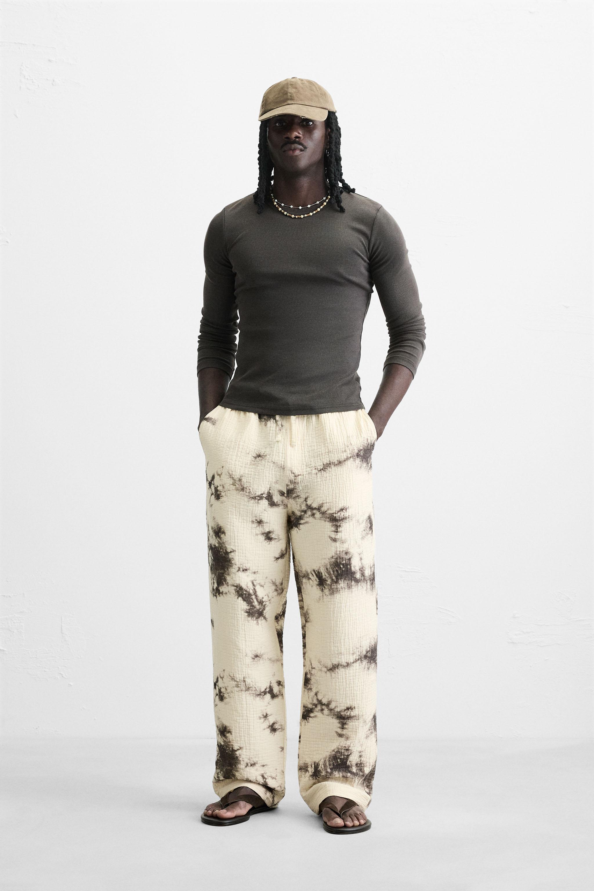 TEXTURED TIE-DYE PRINT PANTS