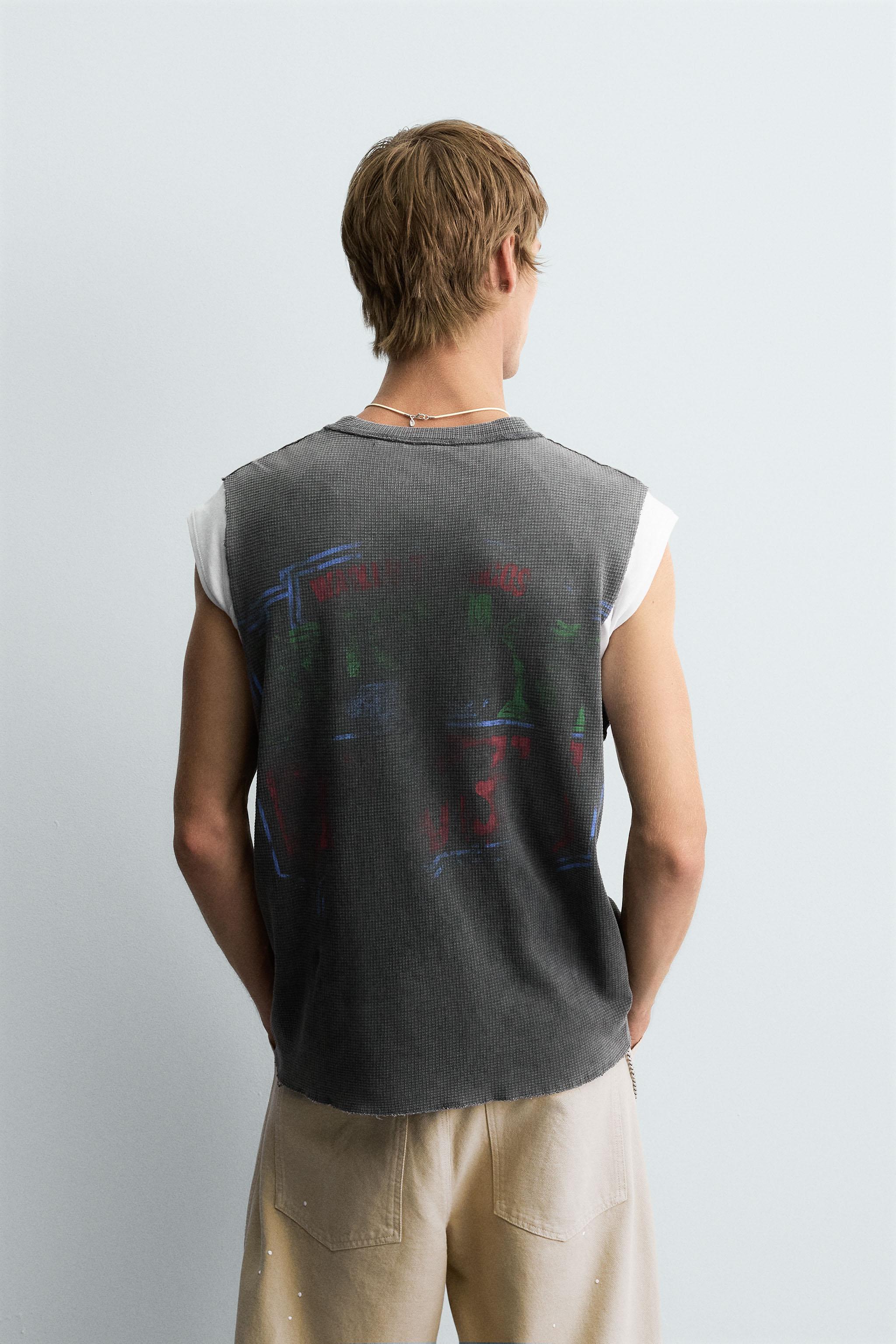 PRINTED WASHED KNIT TANK TOP