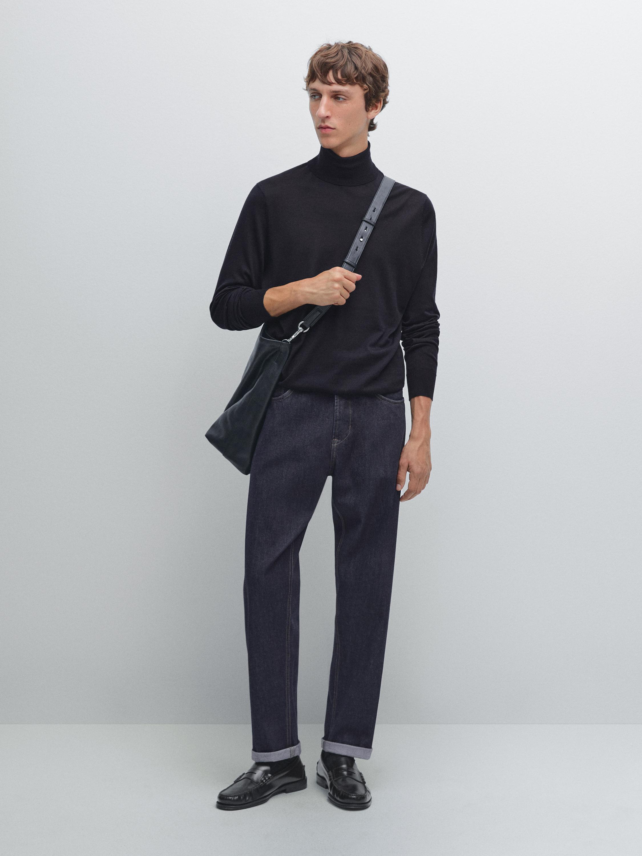 Wool blend high neck knit jumper