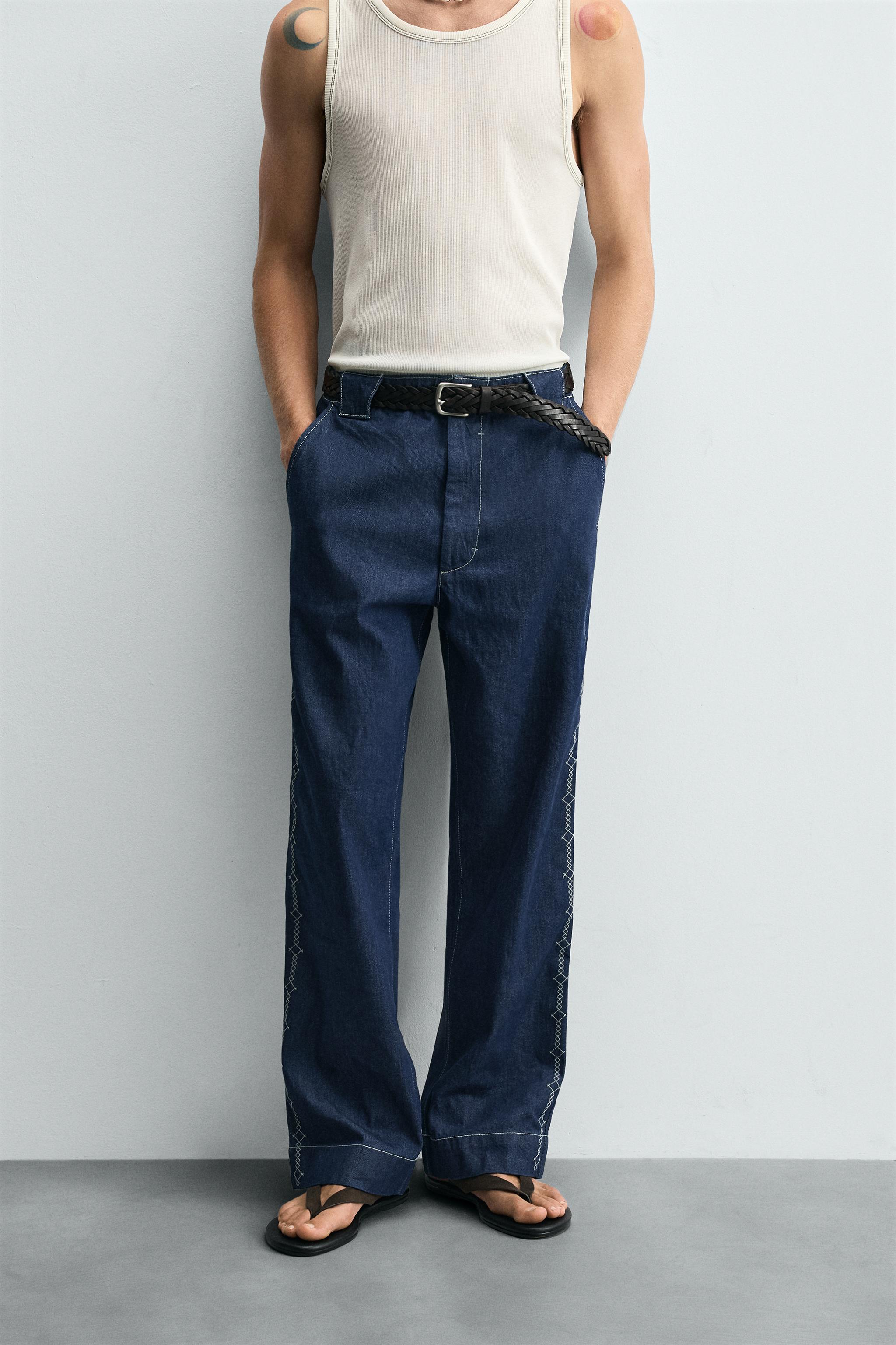 EMBROIDERED BAND DETAIL JEANS