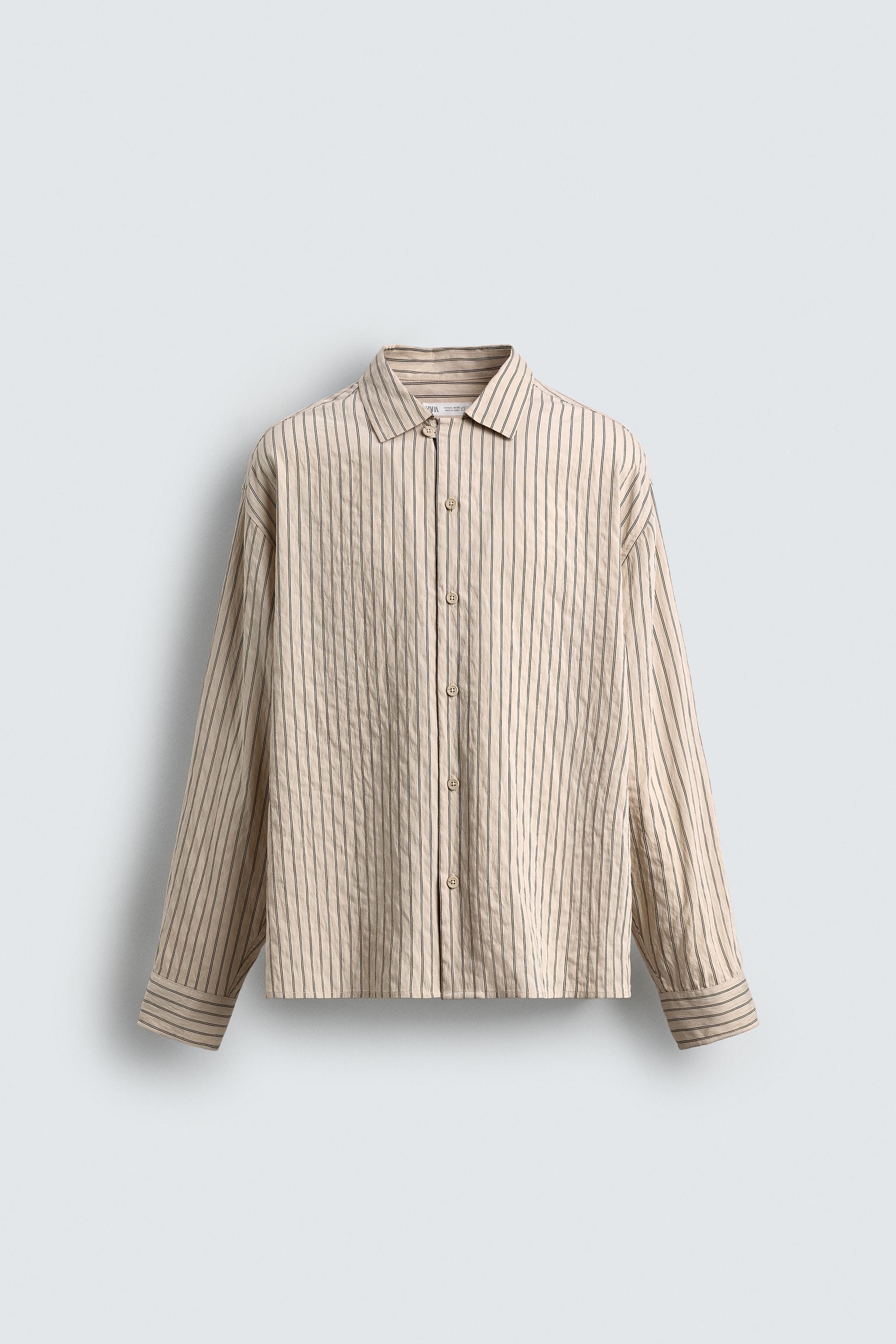 FLOWY WRINKLED EFFECT STRIPED SHIRT