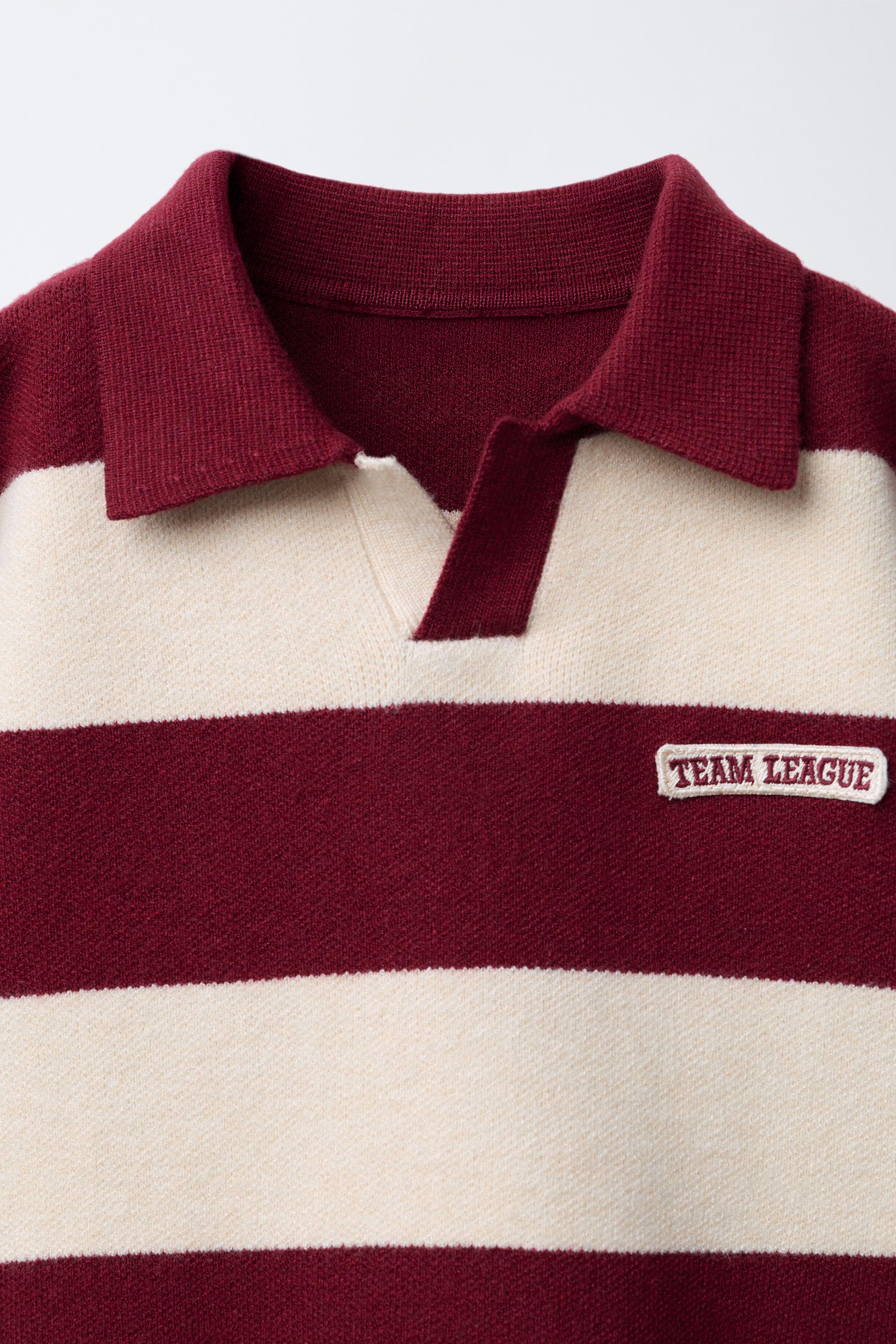 STRIPED VARSITY KNIT POLO SHIRT