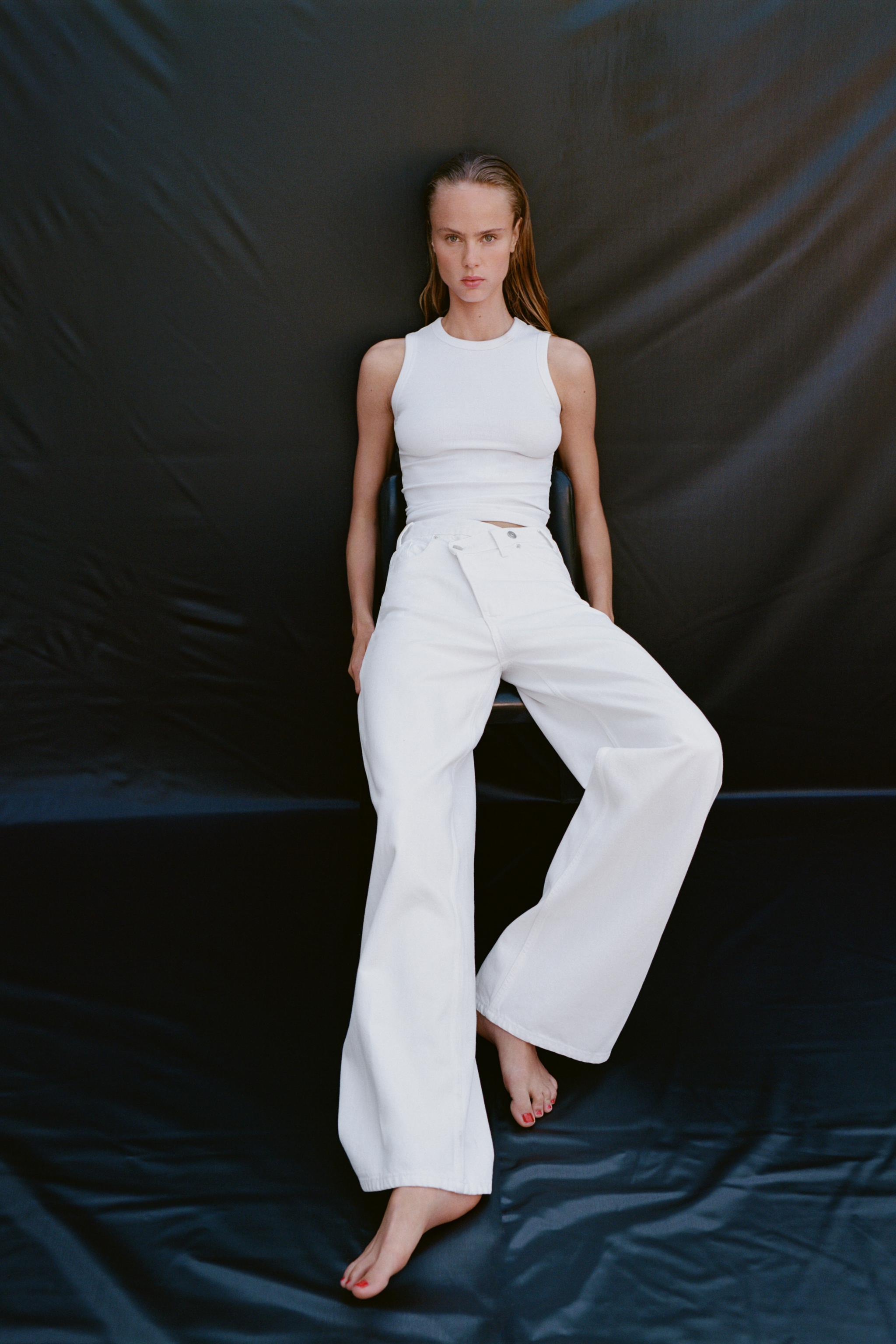 TRF HIGH-RISE WIDE LEG CROSSOVER WAIST JEANS