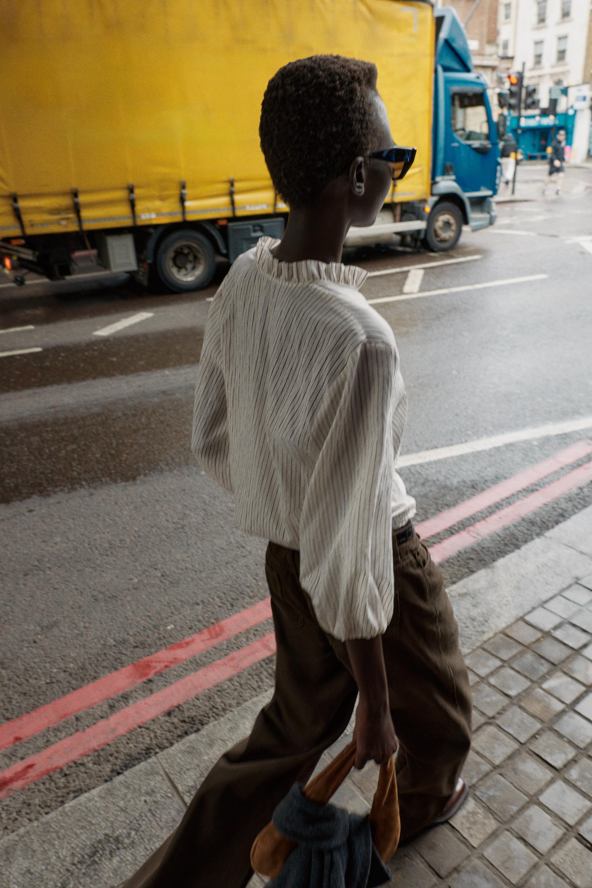 RUFFLED STRIPED SHIRT