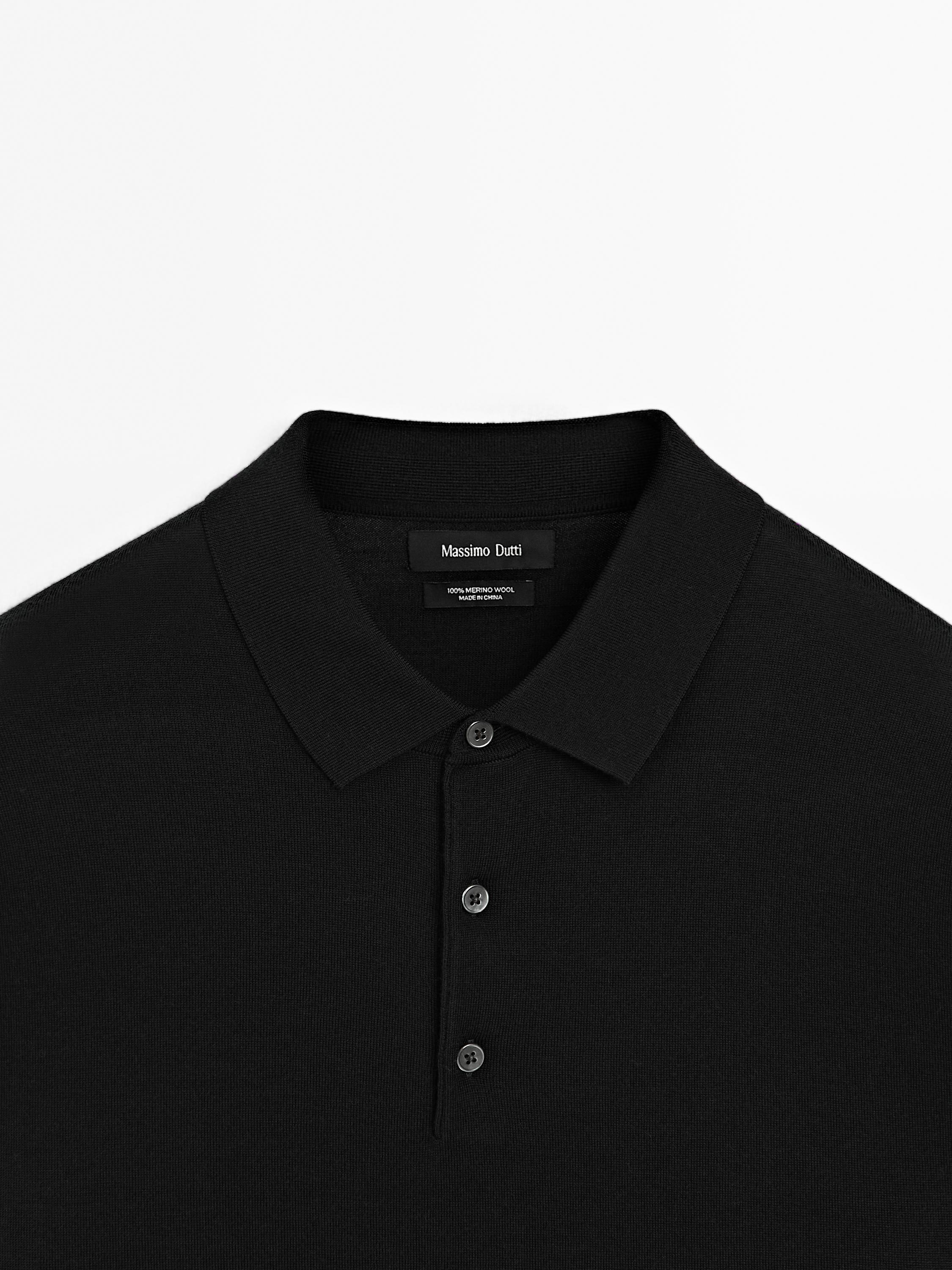 100% merino wool knit polo jumper