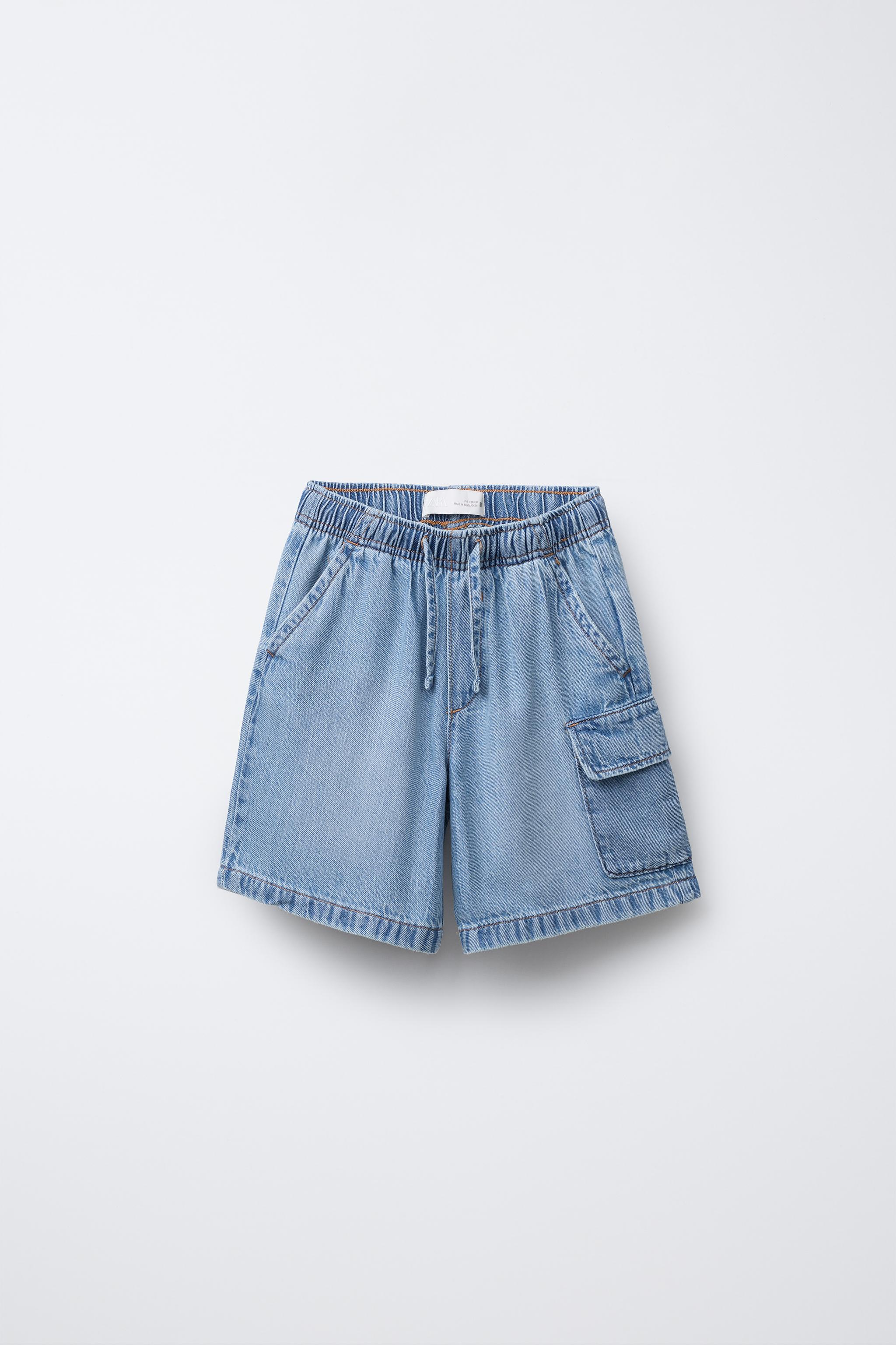 LOOSE DENIM CARGO SHORTS