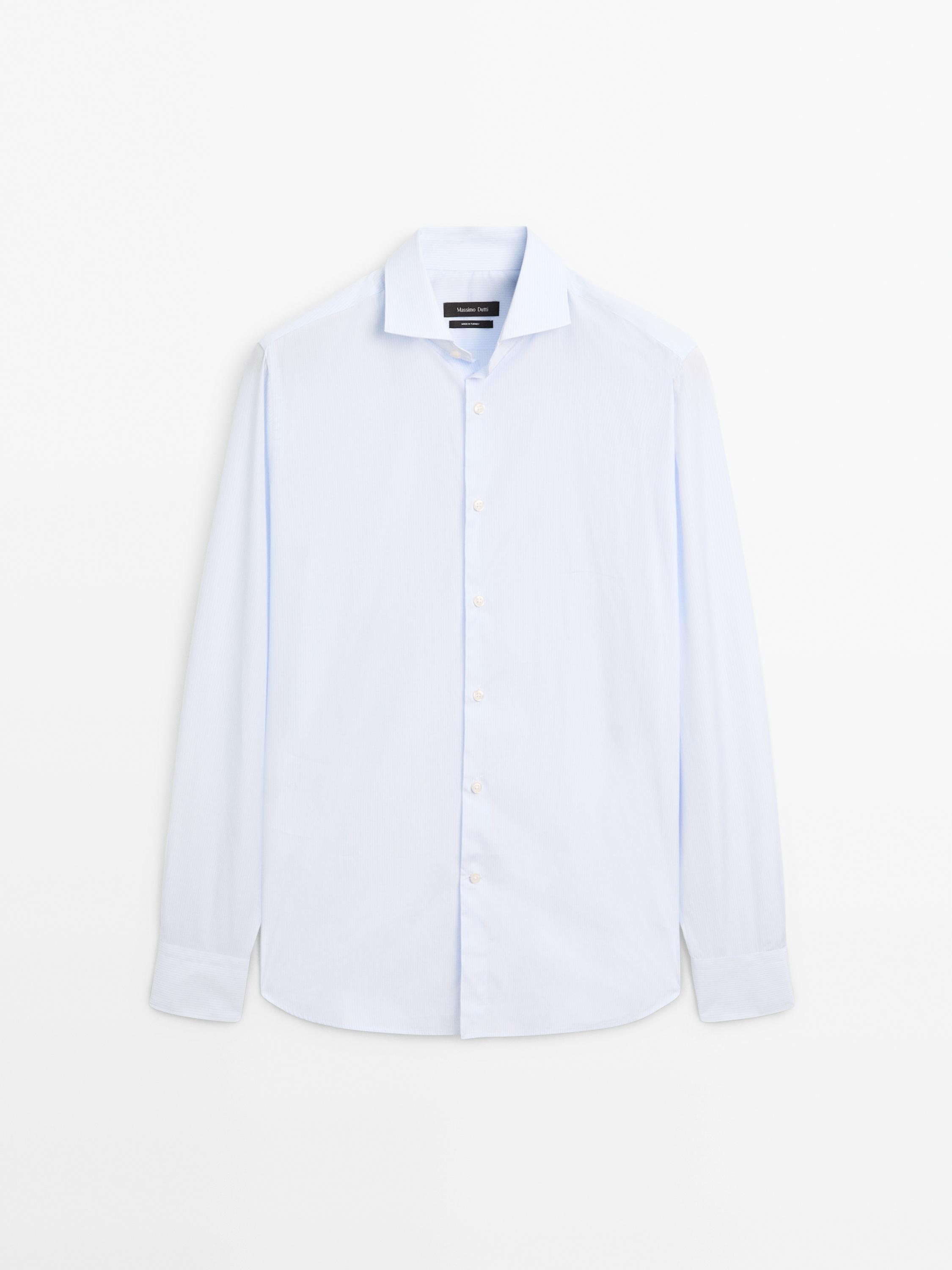 Slim fit striped 100% cotton shirt