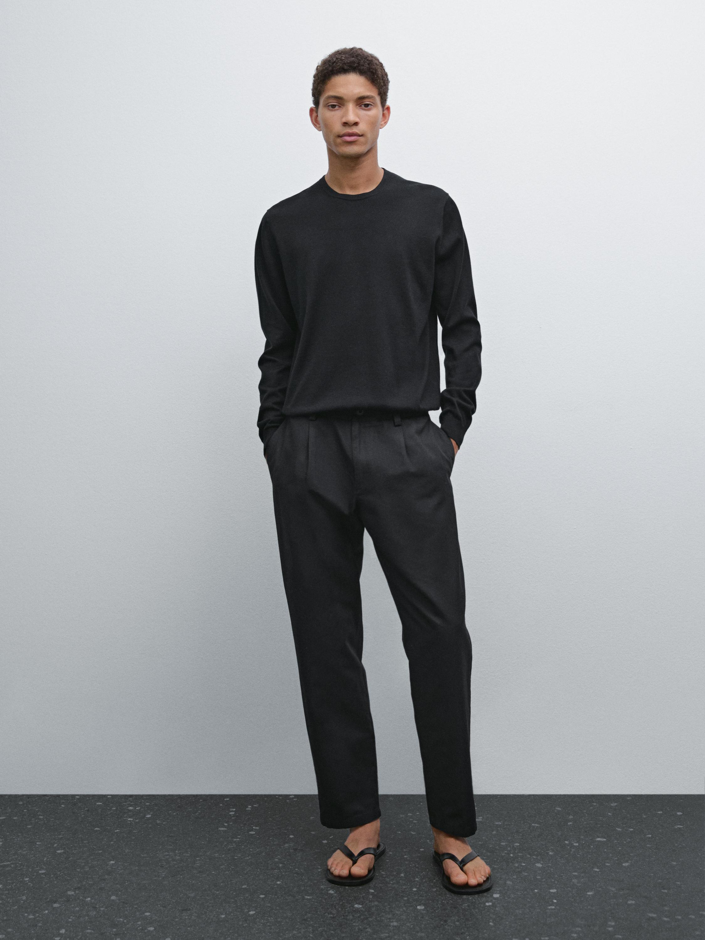 Long sleeve cotton knit sweater