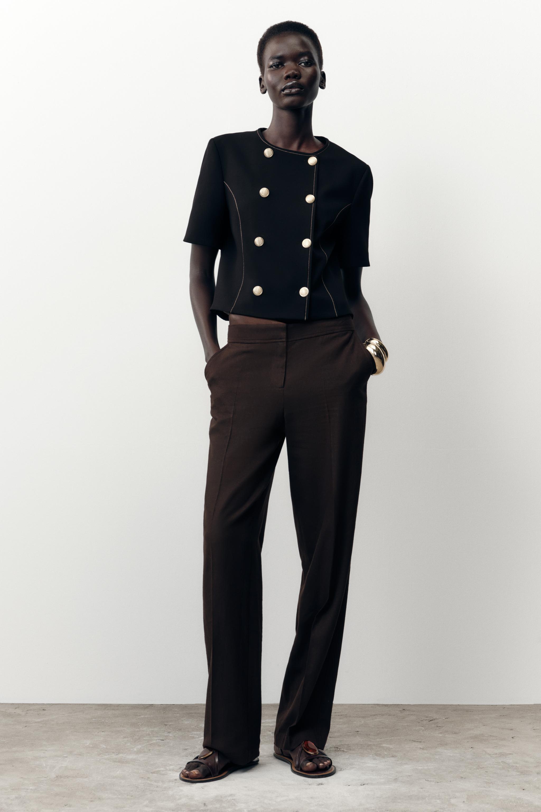 CONTRAST STITCHING SHORT SLEEVE BLAZER